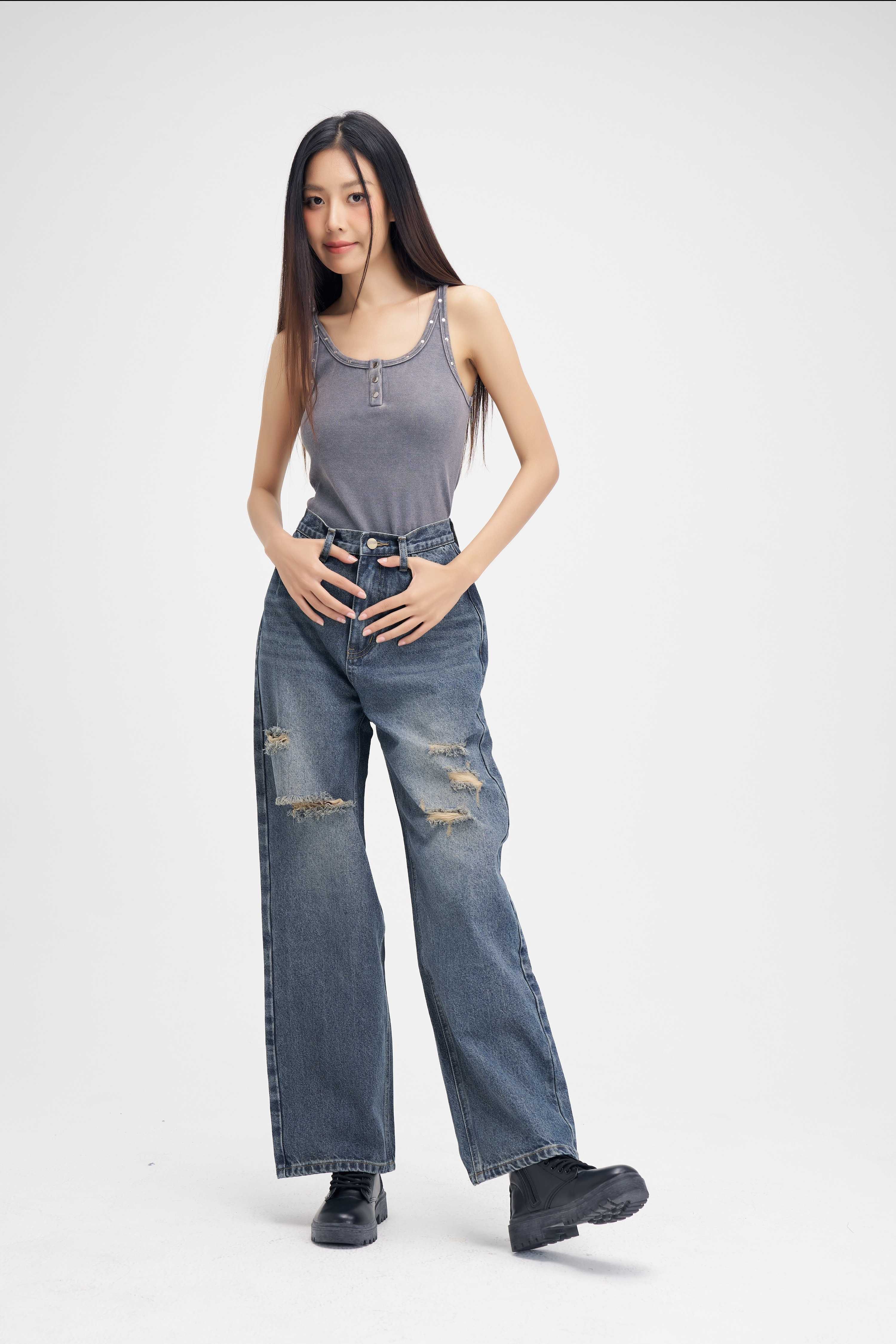 Niyom Jeans collection Aloha : รุ่น B301 กระบอกใหญ่ สีสนิม
