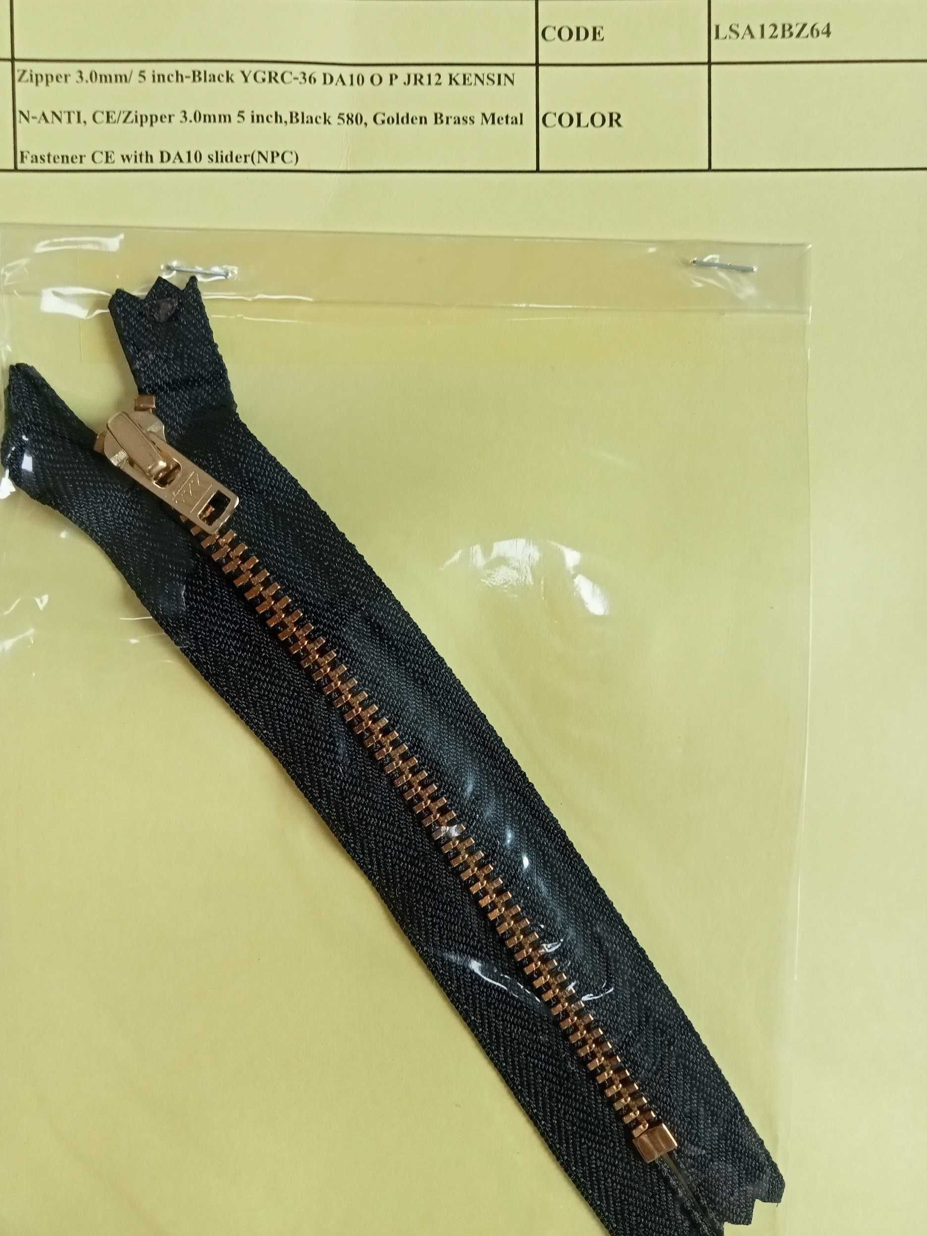 ซิป Gold Brass DA10 slide 5 นิ้ว สีดำ