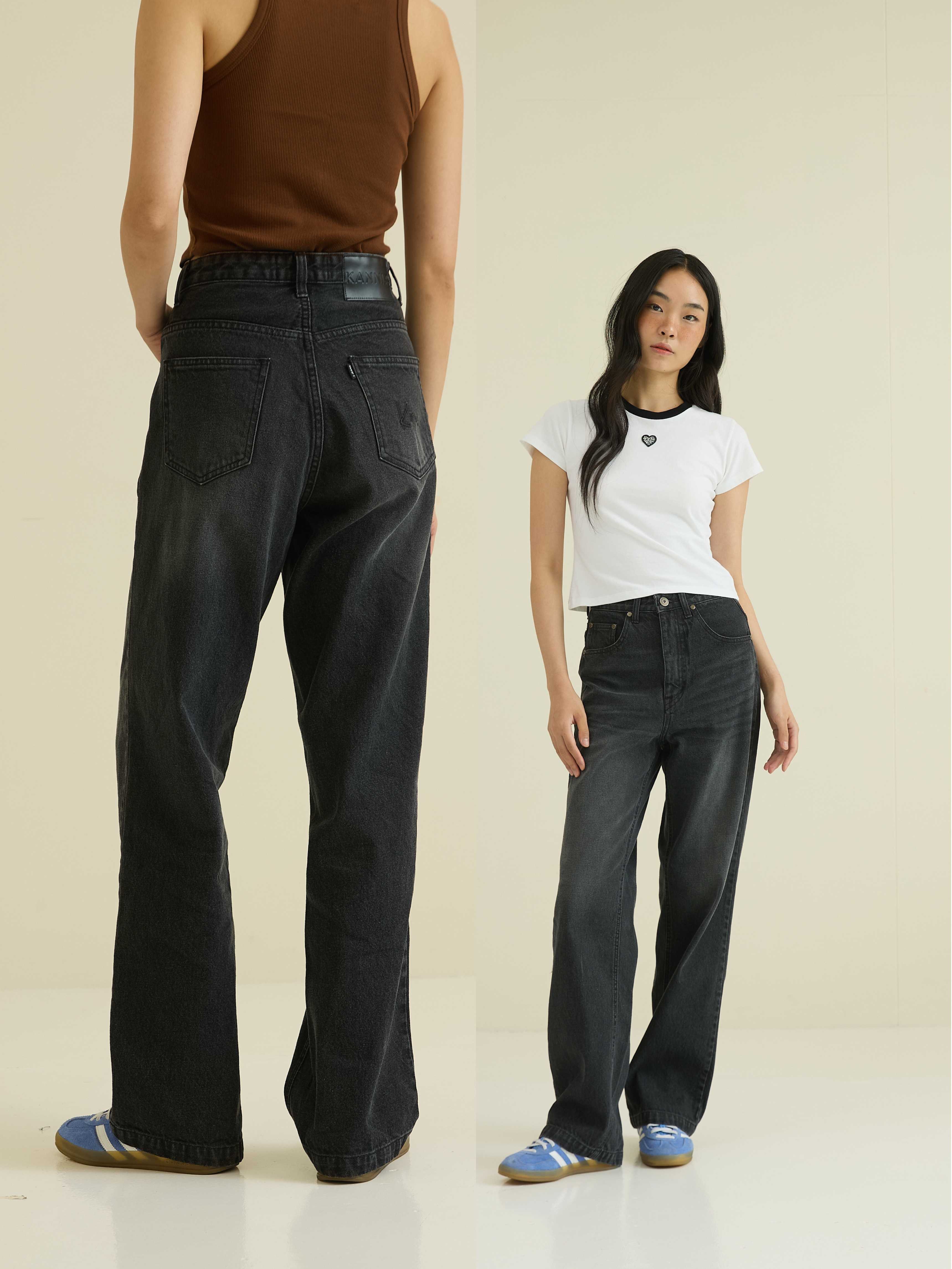 WAFFLE DENIM PANTS (Black)