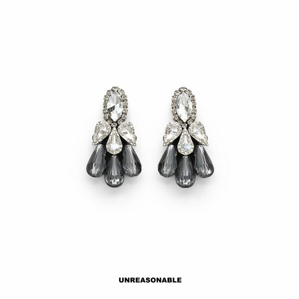 Smoky glam stud Earrings. สีSmoky ต่างหูคลิป ต่างหูก้านเงินแท้ น้ำหนักเบา สวยใส่สบาย UA0467-01 Un...