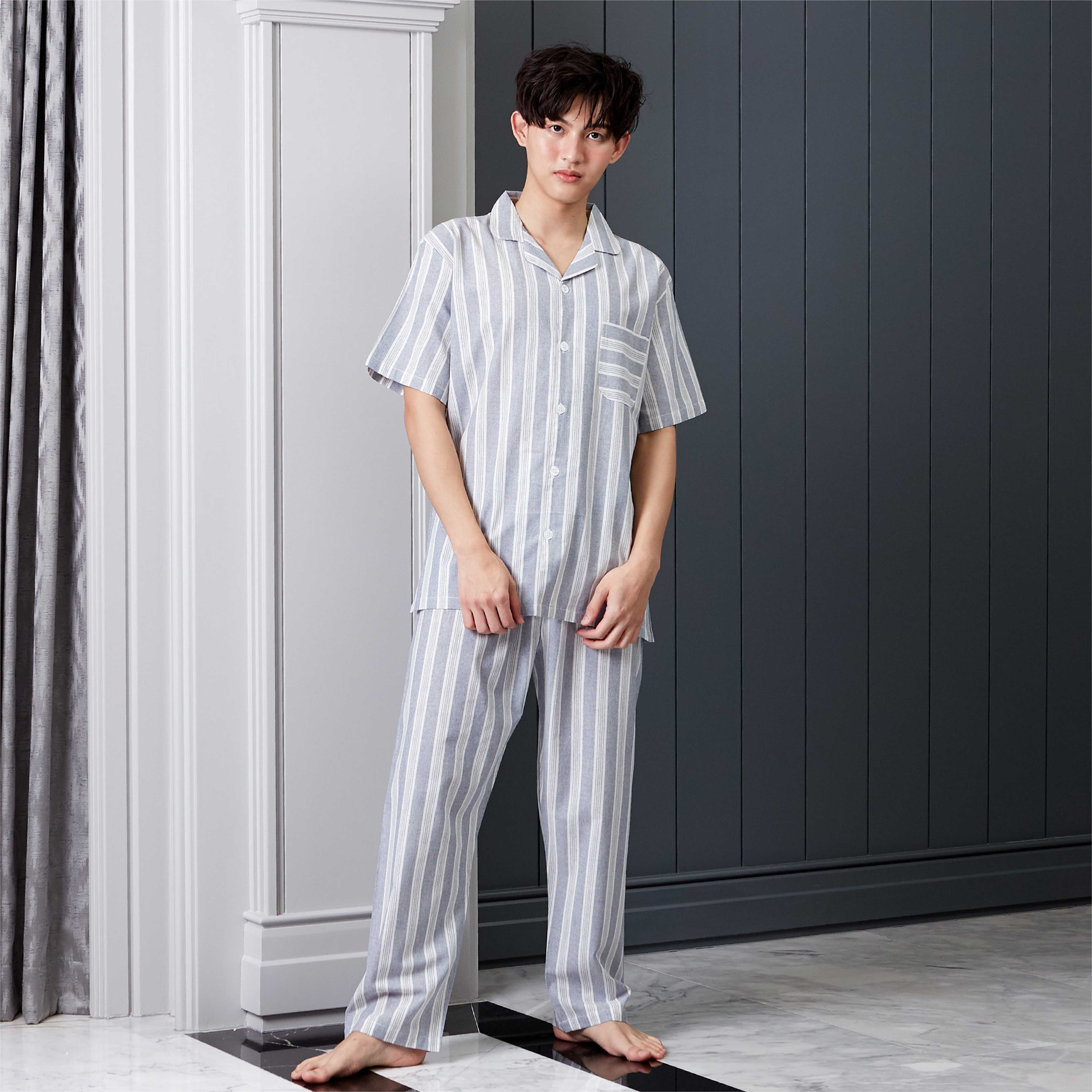ชุดนอน in.house unisex แขนสั้นขายาว แบบลาย ผ้าลินิน