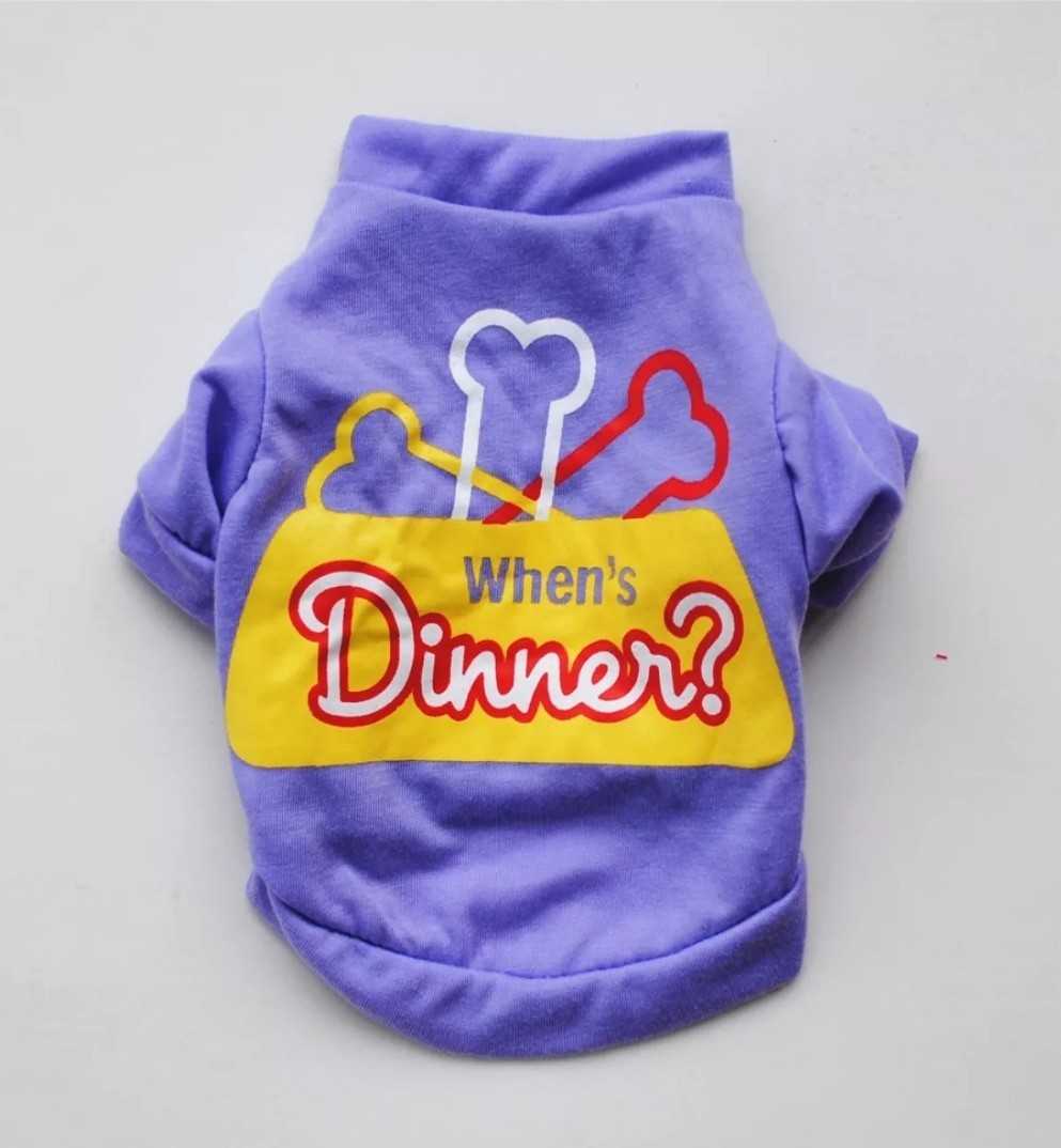 ชุดน้องหมาแมว เสื้อยืดพิมพ์ลาย สีม่วง ขนาด XS