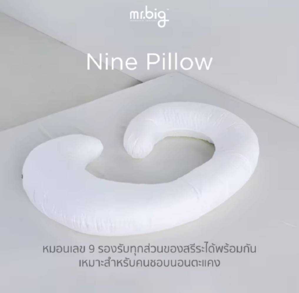 mr.big Nine Pillow : หมอน Ergonomic หมอนสำหรับคนชอบนอนตะแคง แถมปลอกหมอน 1 ชิ้น