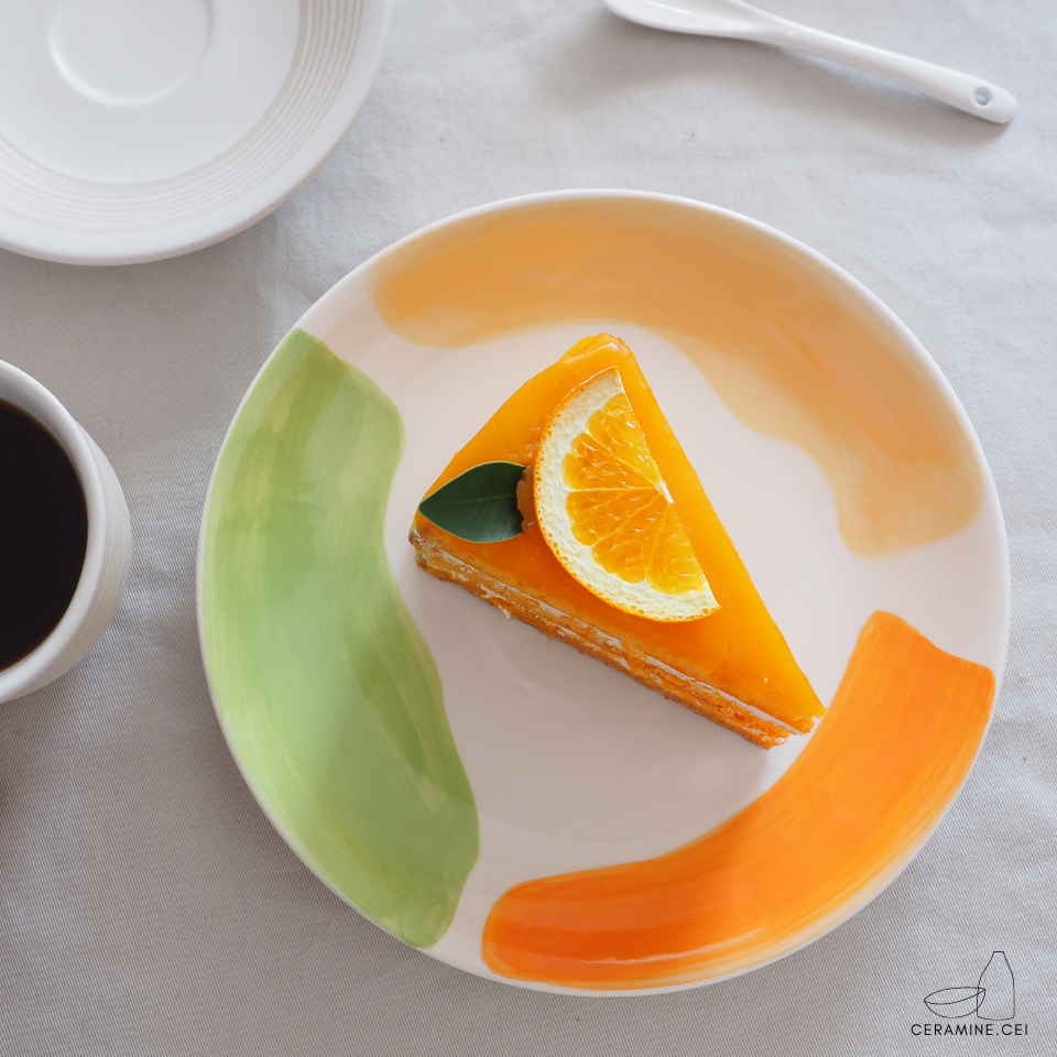 Trio Colors Plate - จานเซรามิค 8 นิ้ว