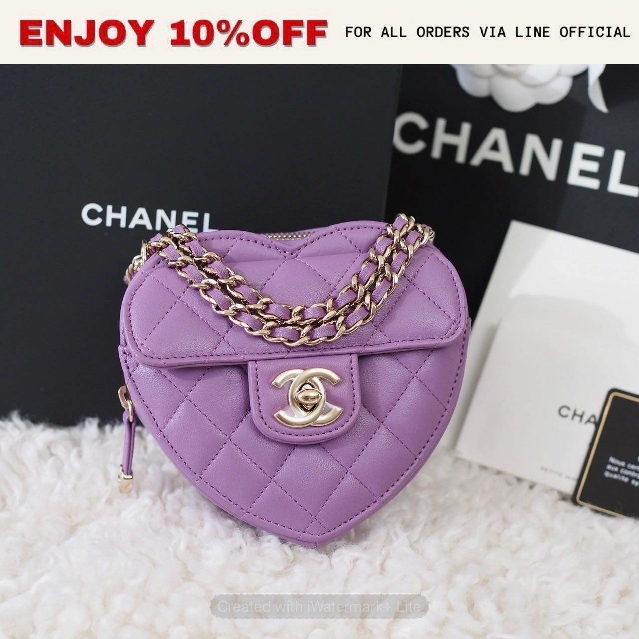 📍KEPT UNUSED📍CHANEL Small Heart  สี Purple LGHW Holo320 | Bag