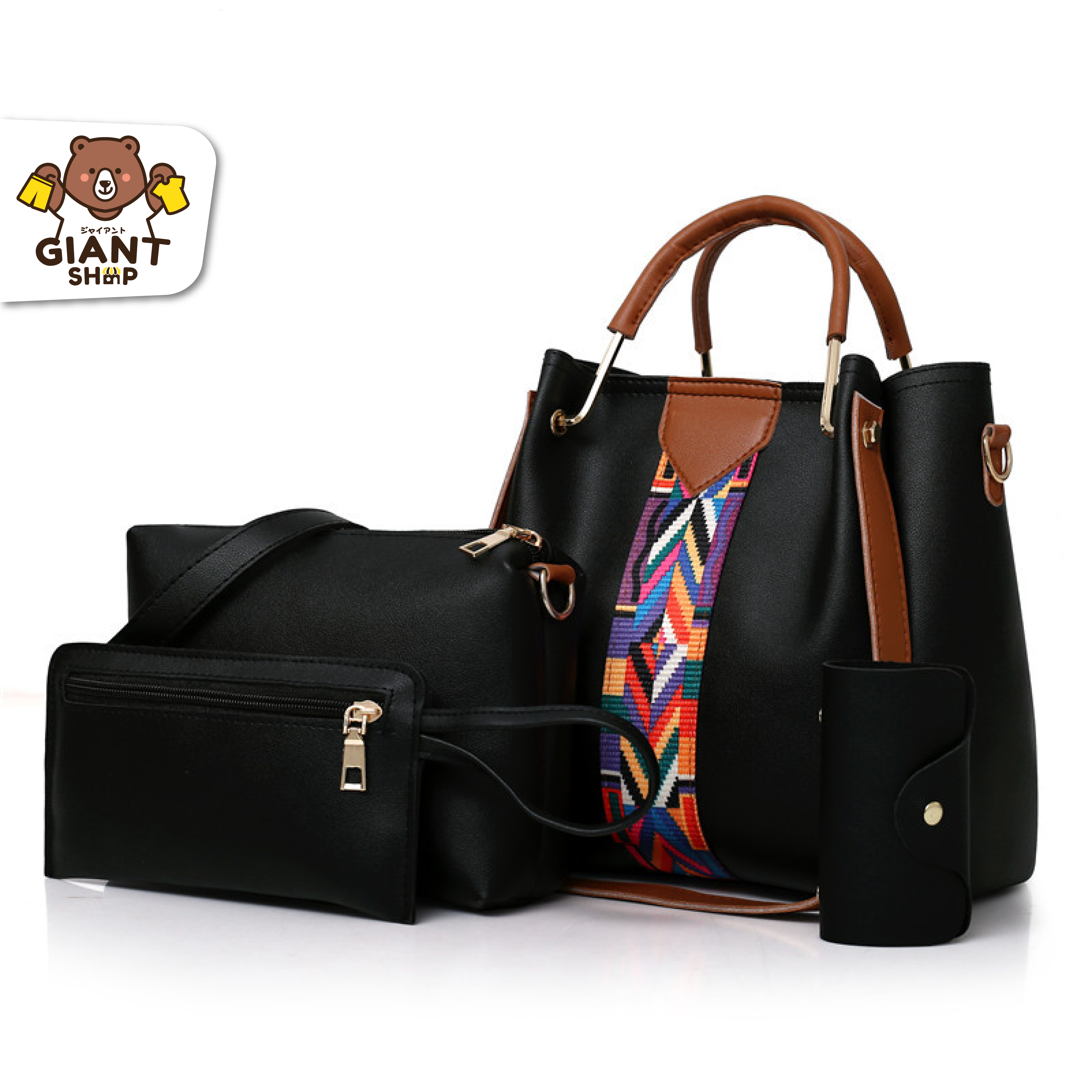 GIANTSHOP กระเป๋าเซต 4 ชิ้น กระเป๋าสะพายข้างใบใหญ่ (O-1542)
