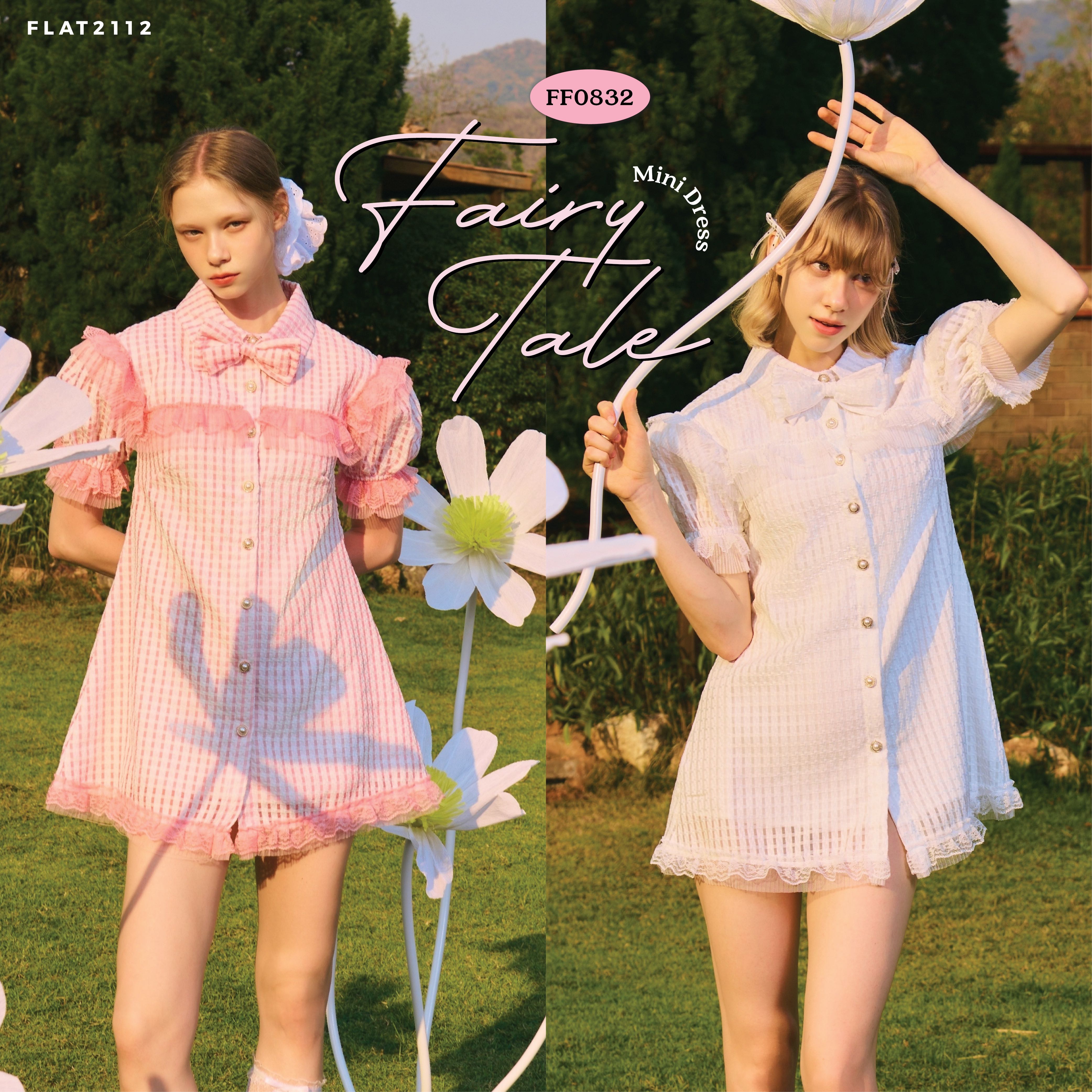 FLAT2112 FF0832 : FAIRY TALE MINI DRESS เดรสสั้น เดรสแต่งระบาย เดรสออกงาน