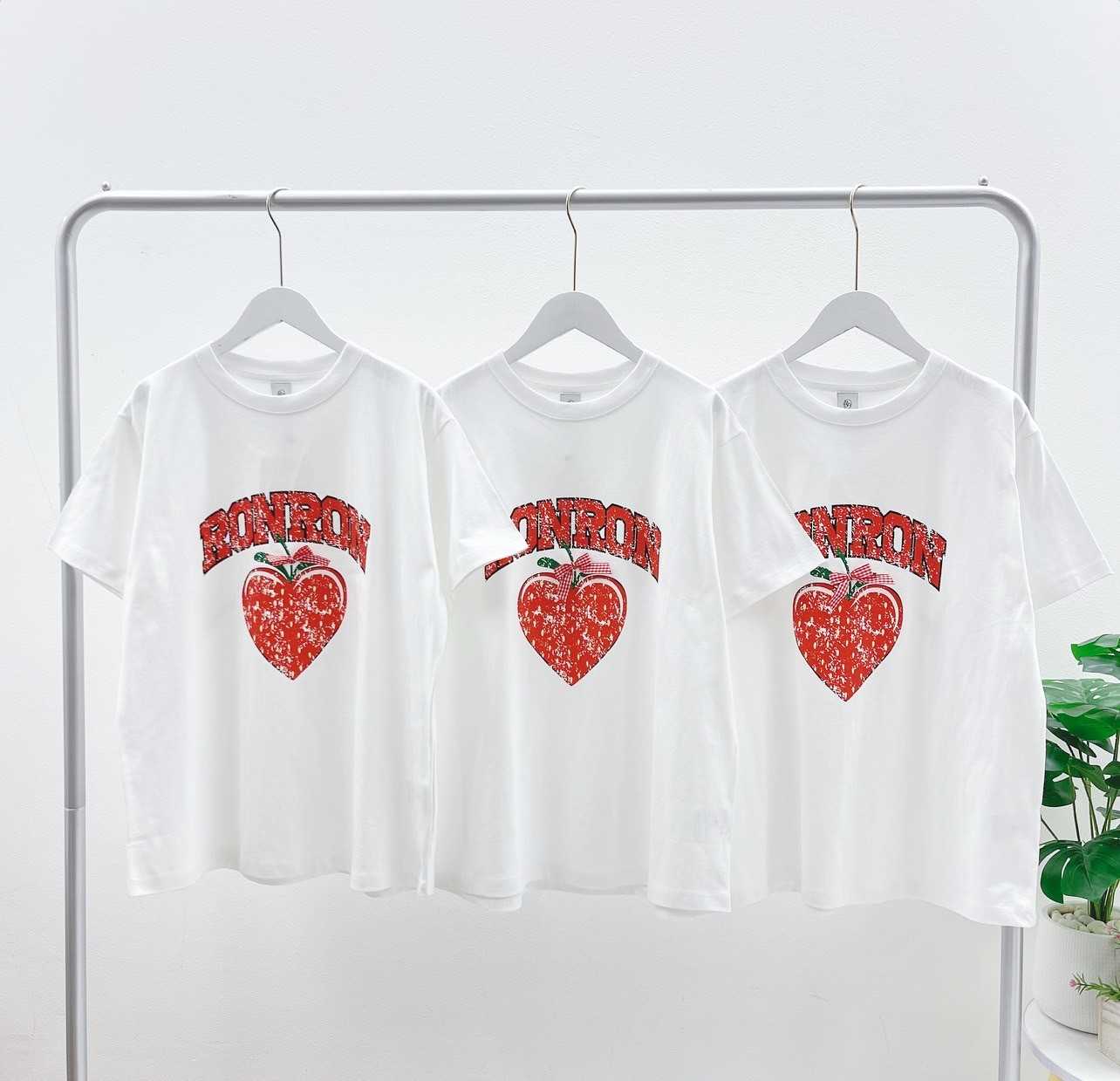 Ronron  STRAWBERRY RIBBON BASIC TSHIRT (White/Red)