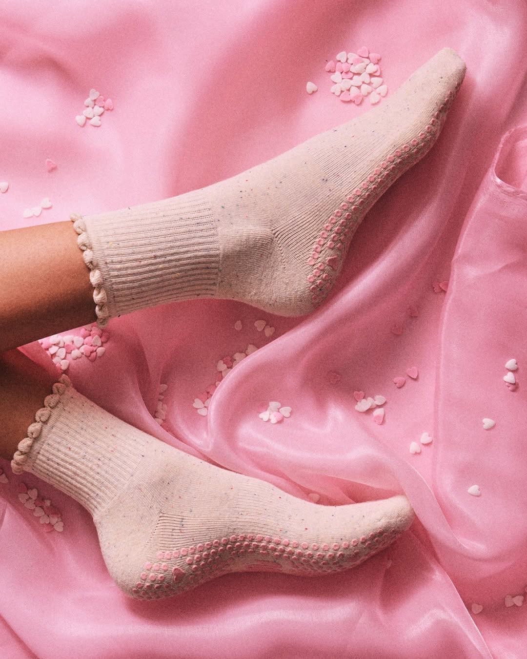 ✨BEST✨Crew Non Slip Grip Socks - Love Confetti