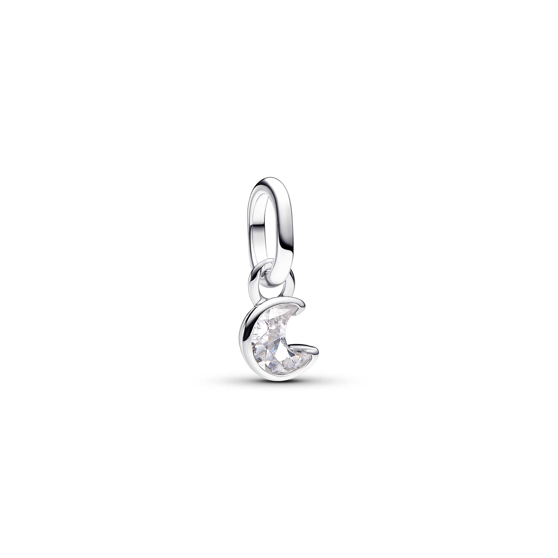 Moon sterling silver mini dangle with clear cubic zirconia