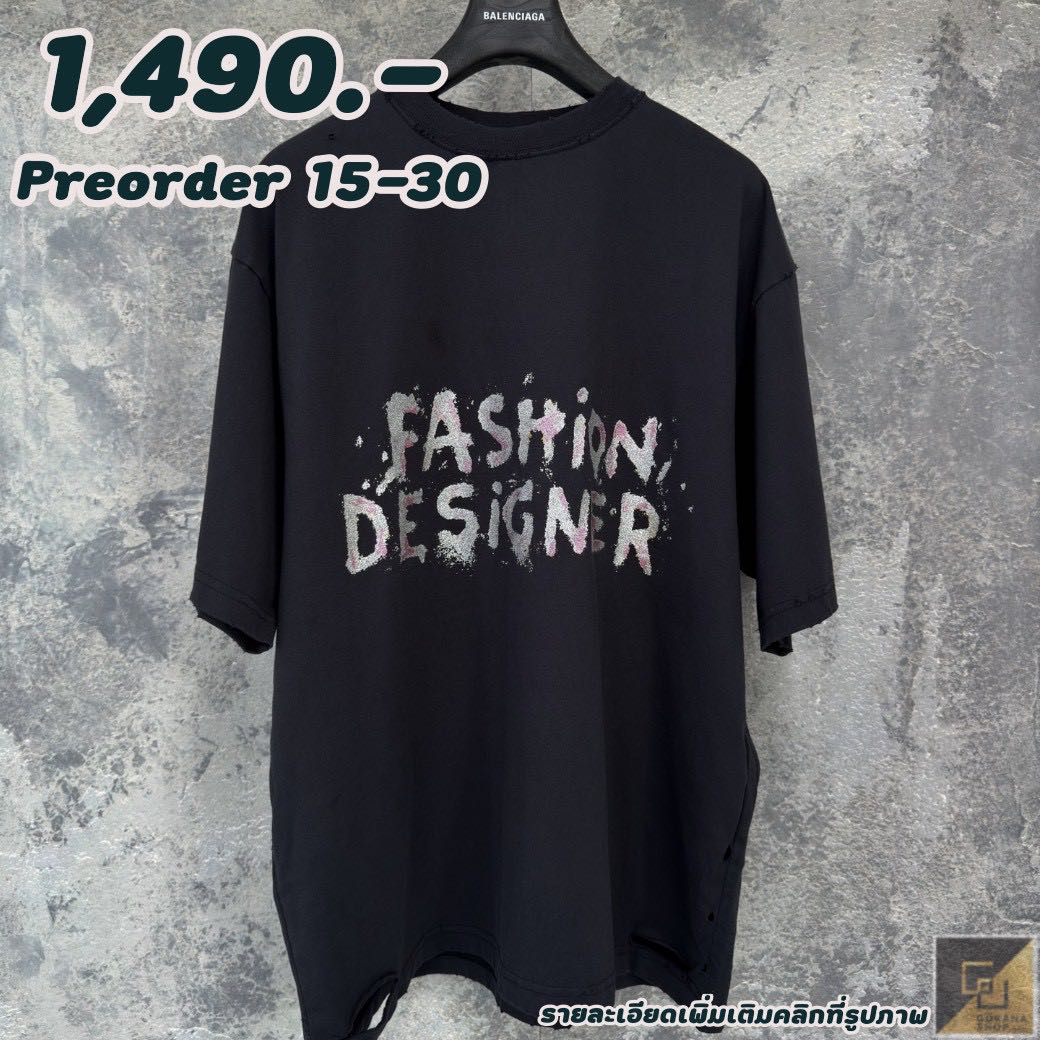 (PREORDER) Balen Fashion Designer ดำ สกีนพร้อมกากเพรช และดีเทลขาด