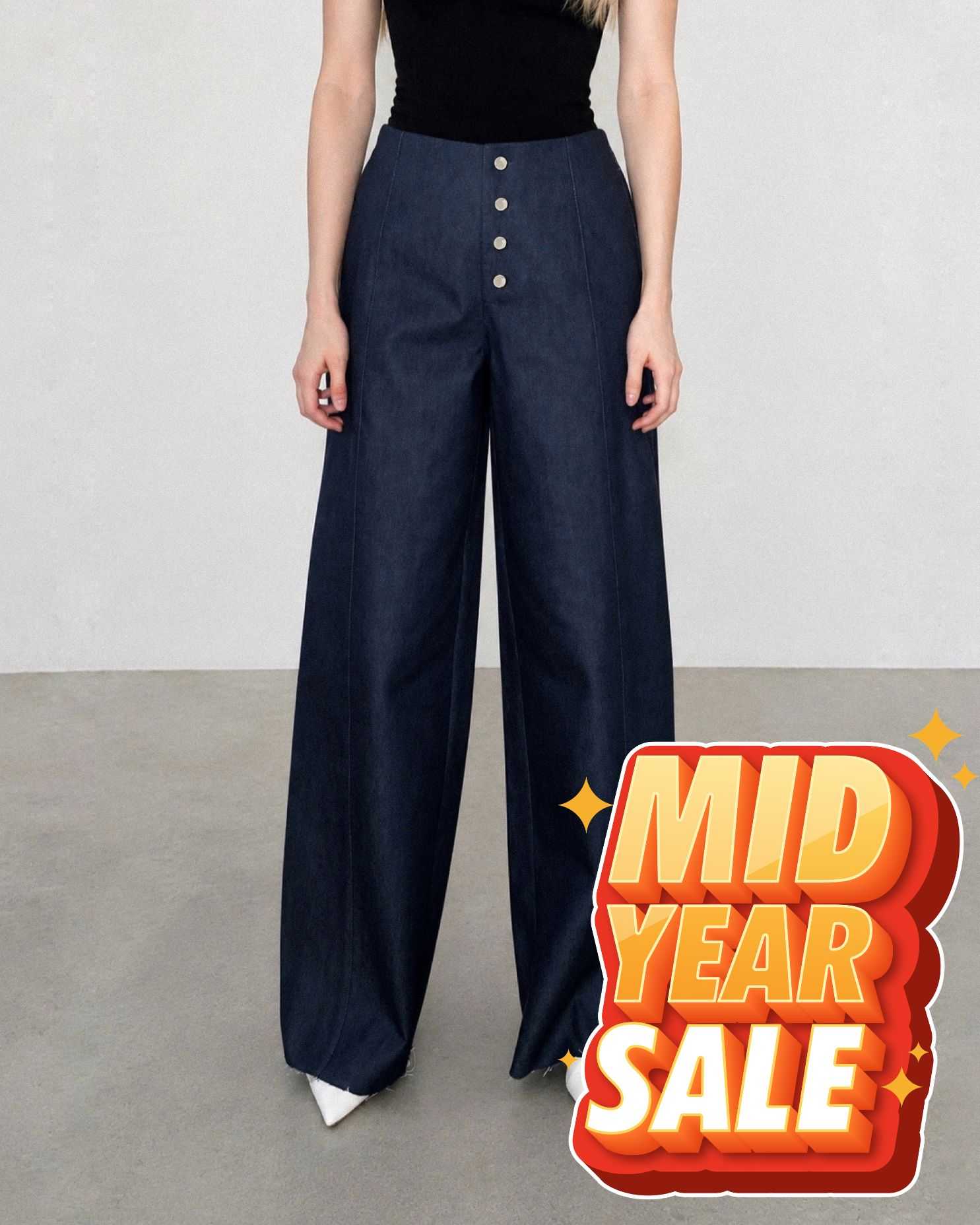 Buttoned barrel pants กางเกงยีนส์ขาโค้งมน
