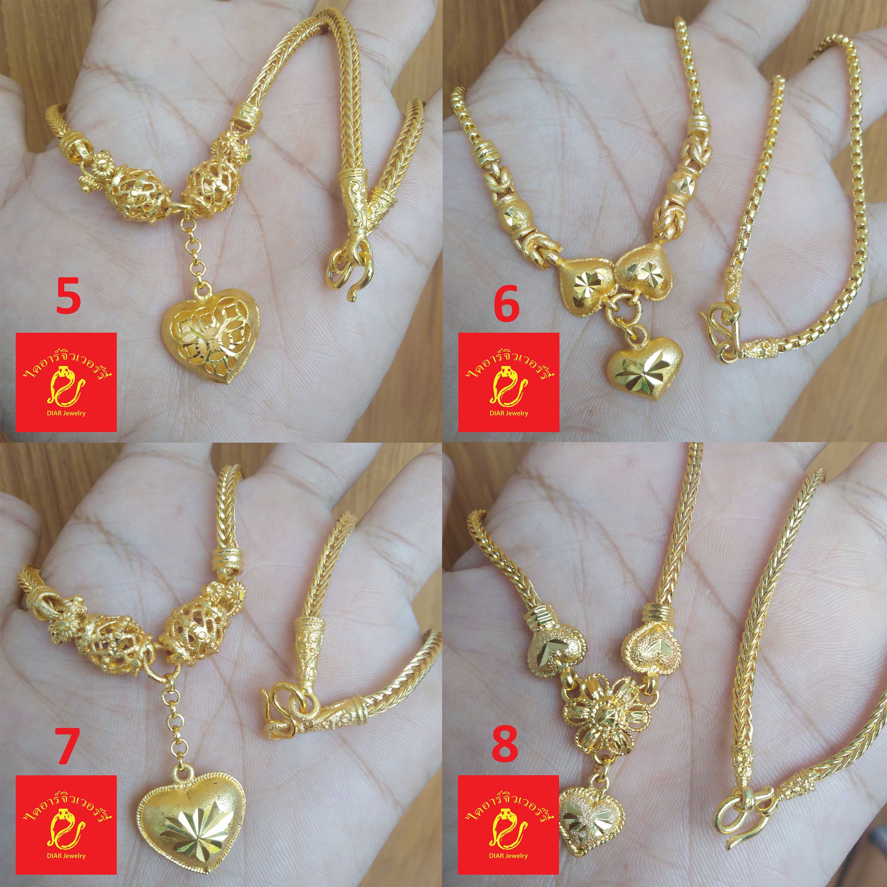 สร้อยคอระย้า1บาทหัวใจ ทองชุบทองปลอมทนกว่าทองไมครอน เป็นทองนาโนเเคลือบแก้วเหมือนจริงทั้งสีและน้ำหนัก8