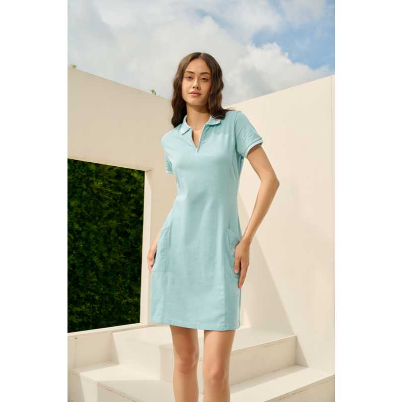 BASIC POLO MINI DRESS BABY BLUE