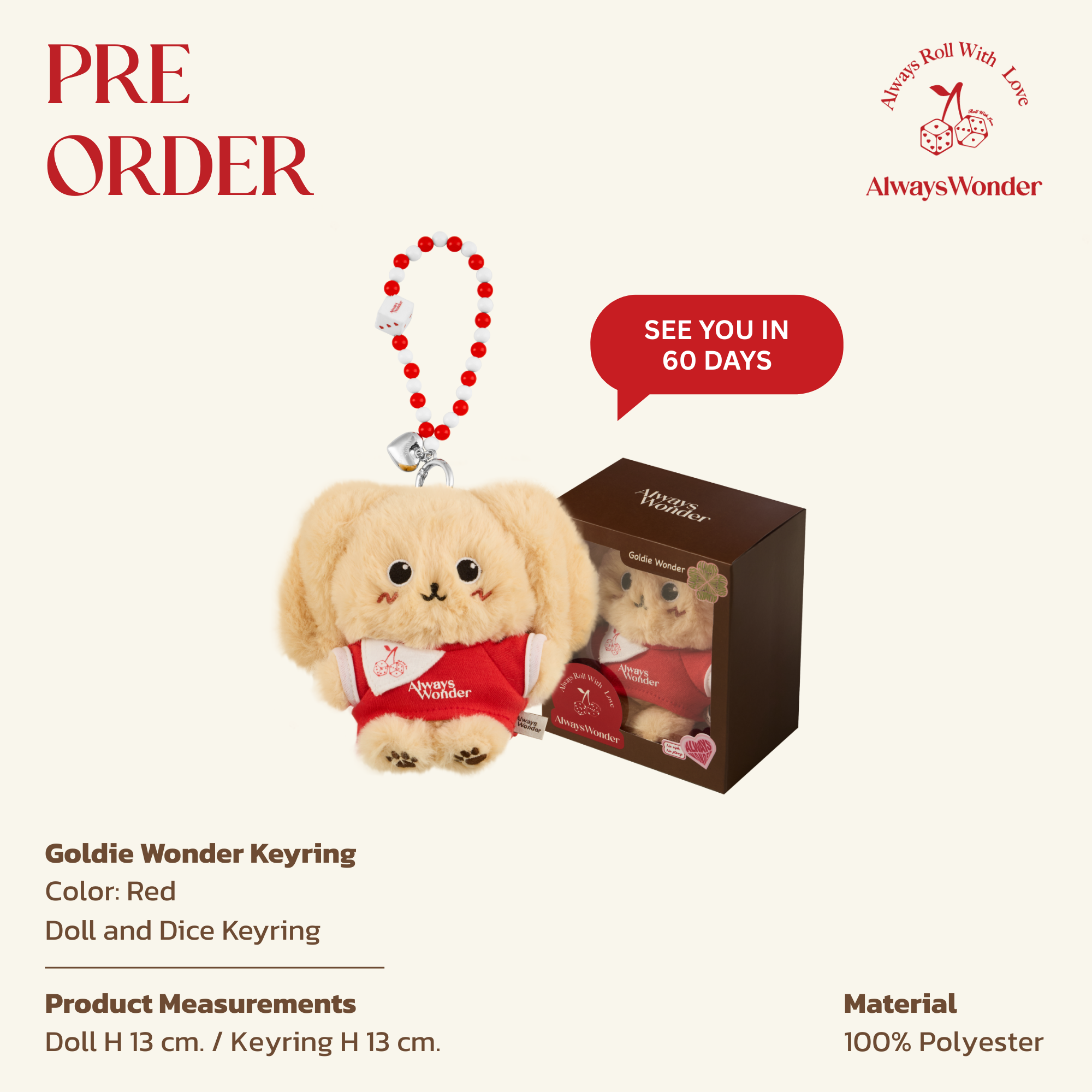 AlwaysWonder | 'Roll with Love' Red Goldie Wonder Keyring