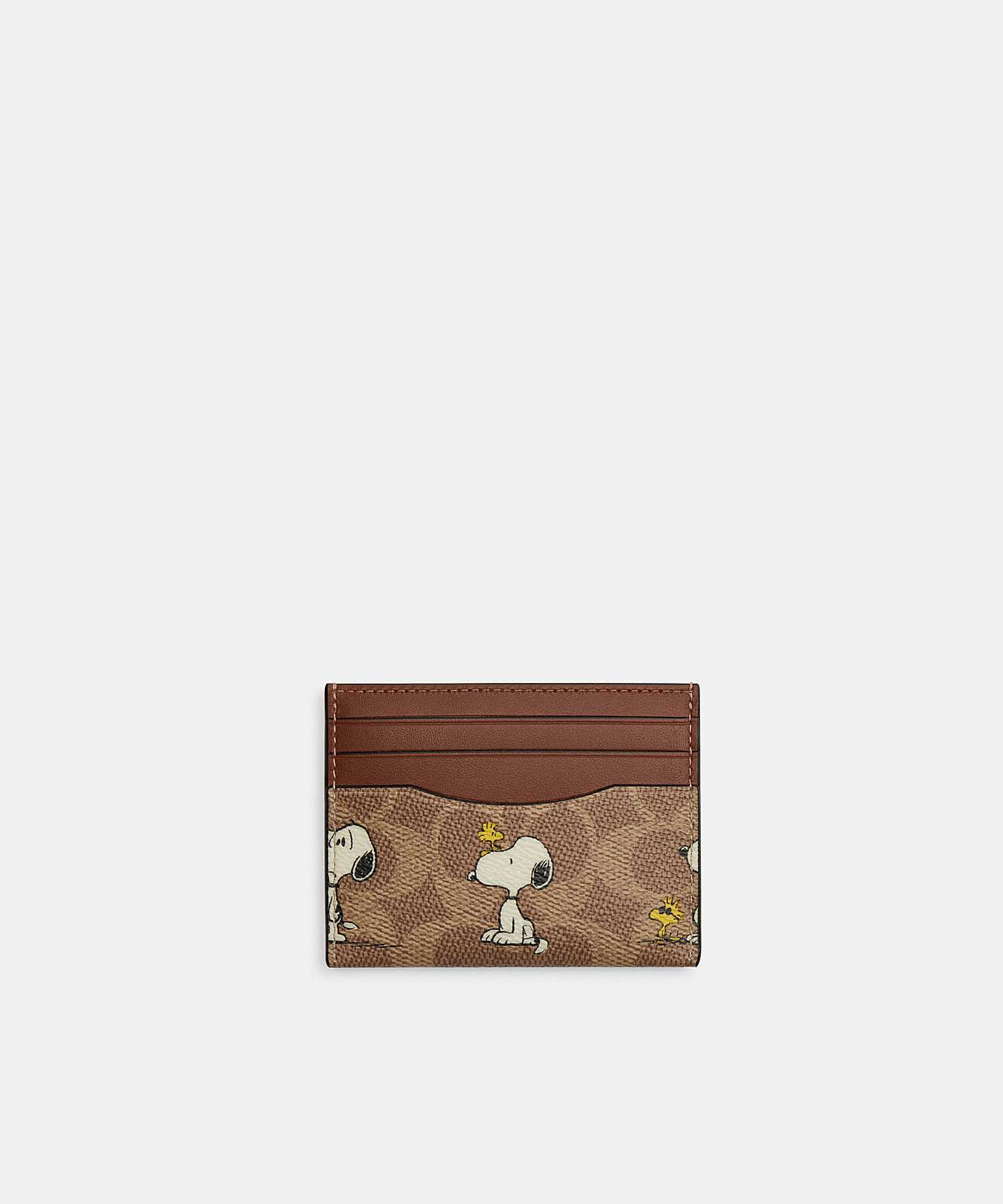 COACH X PEANUTS SLIM ID CARD CASE IN SIGNATURE CANVAS WITH SNOOPY PRINT CBK55 TAM
