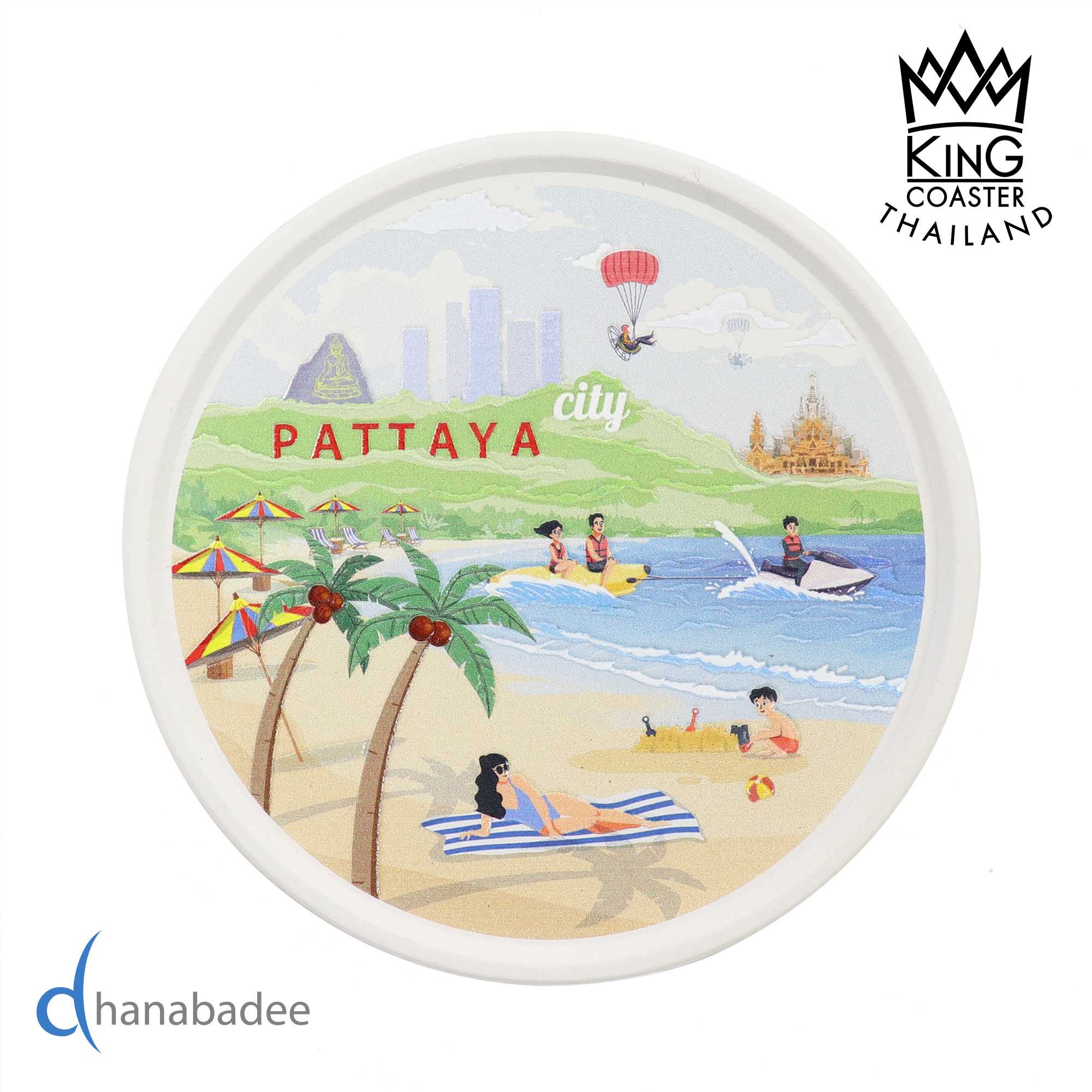จานรองแก้ว ที่รองแก้วซับน้ำ R10093 จานรองแก้วดูดน้ำ ทรงกลมมีขอบ -PATTAYA