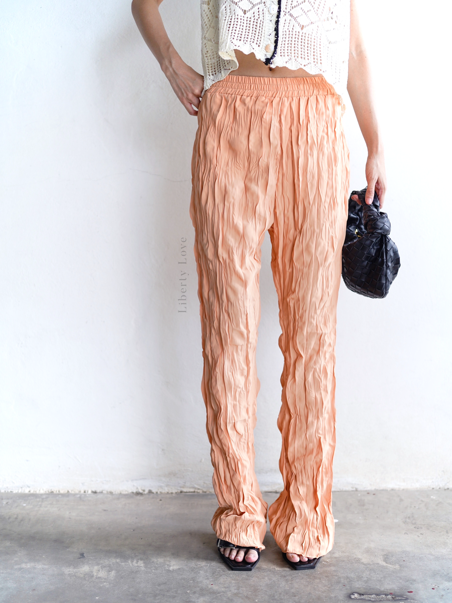 5091#1 Egg custard orange wrinkle pants🇰🇷