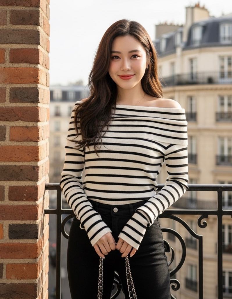 #BjoffTop240353 (590THB)—ขาว //ขาวทางดำ—