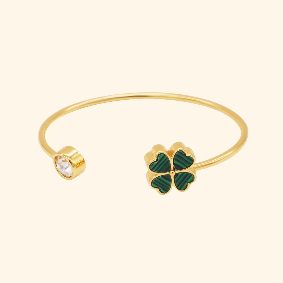 กำไลโคลเวอร์คริสตัลลักซ์(Malachite Clover Lux Crystal Bangle)
