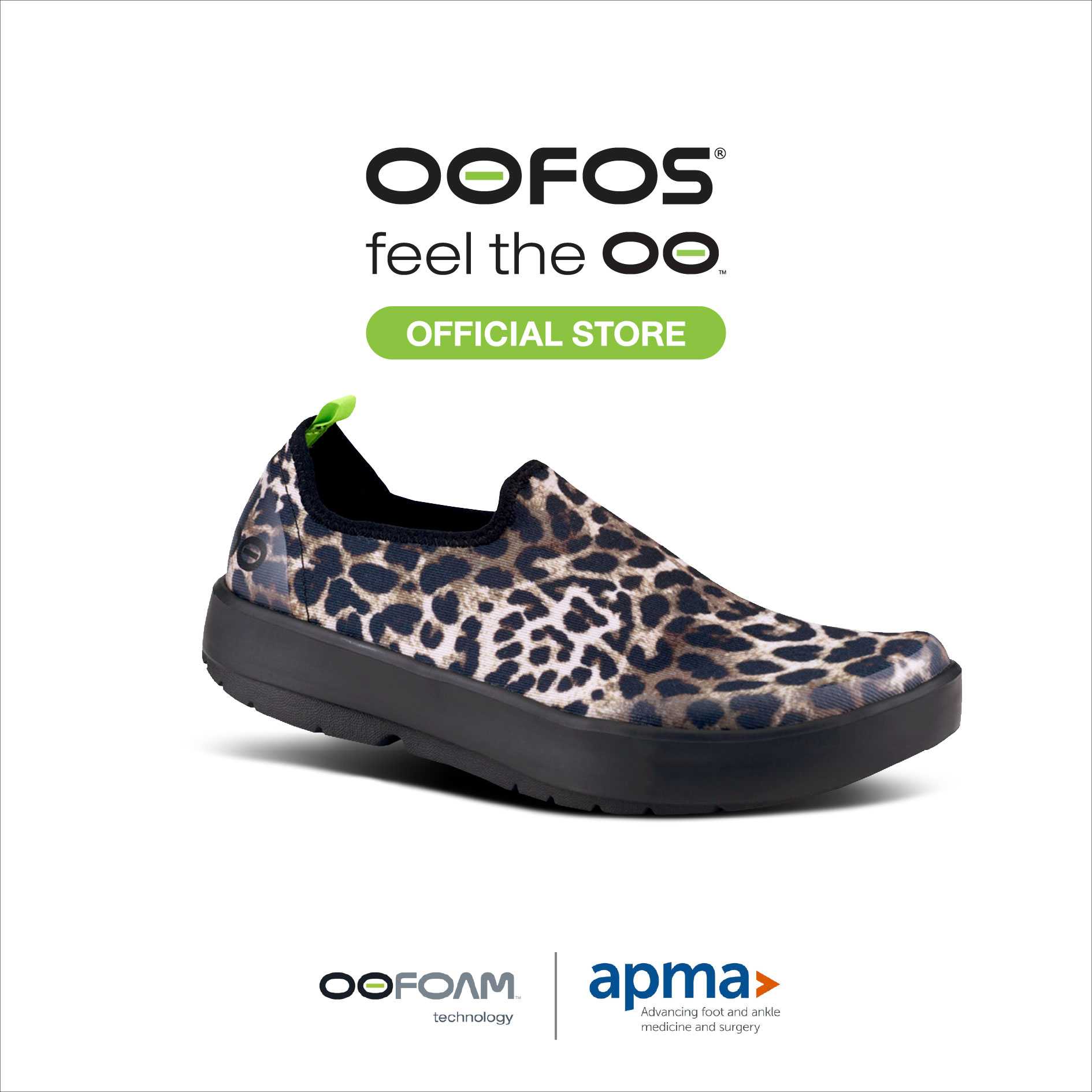 WOMEN'S OOMG EEZEE -  BLACK CHEETAH รองเท้าเพื่อการฟื้นฟู (สินค้าโปรโมชั่น รับคืนไม่รับเปลี่ยน)