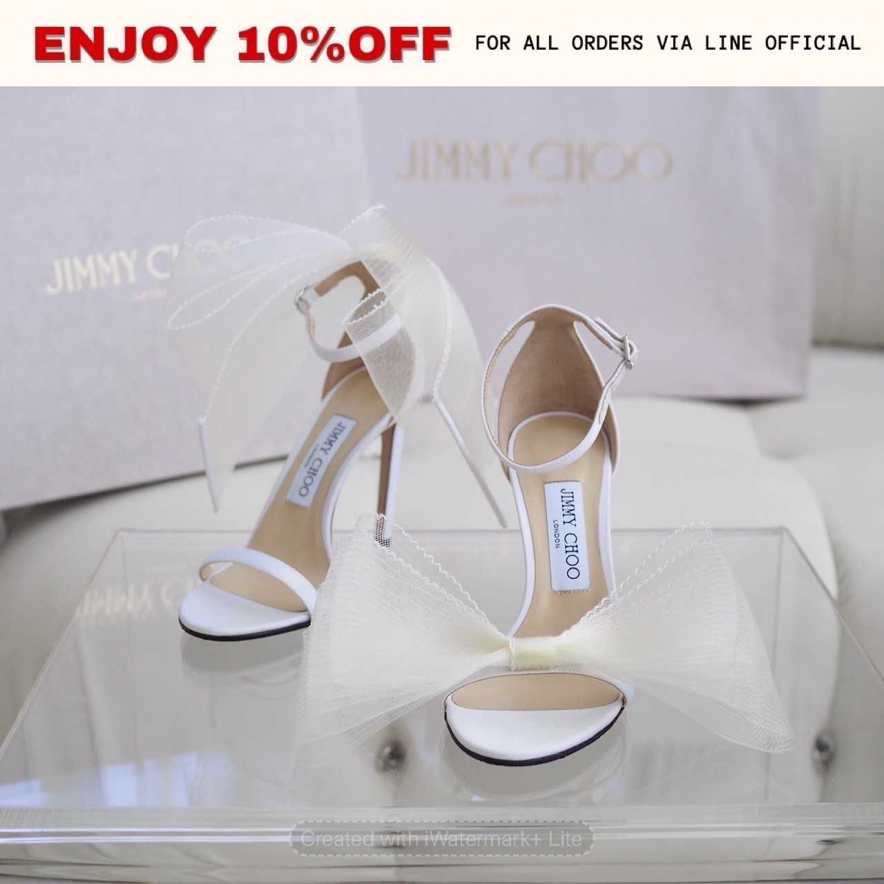 📍LIKE NEW📍JIMMY CHOO Aveline 100 สี White Mesh | Shoes