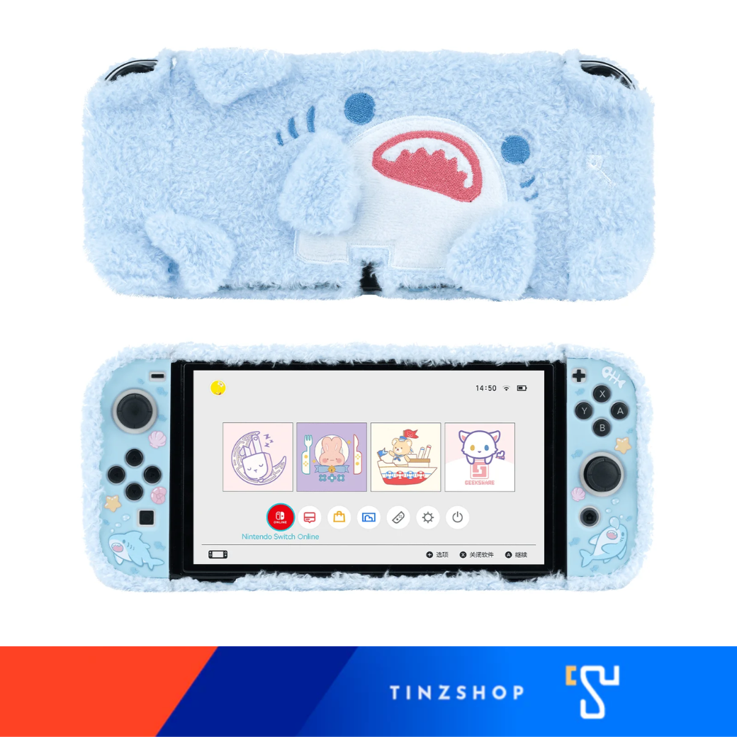 GeekShare Plush Shark Baby Protective Case for Switch OLED