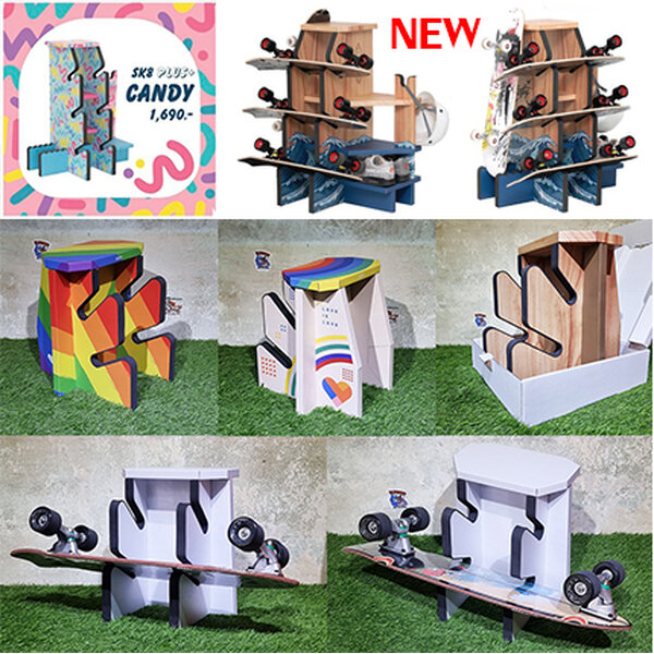 0102 sale ชั้นวาง สเก็ตบอร์ด 2-3ชั้น น้ำหนักเบา แข็งแรง นั่งได้ ระวังโดนน้ำ แบบใหม่ ว่างได้เยอะ