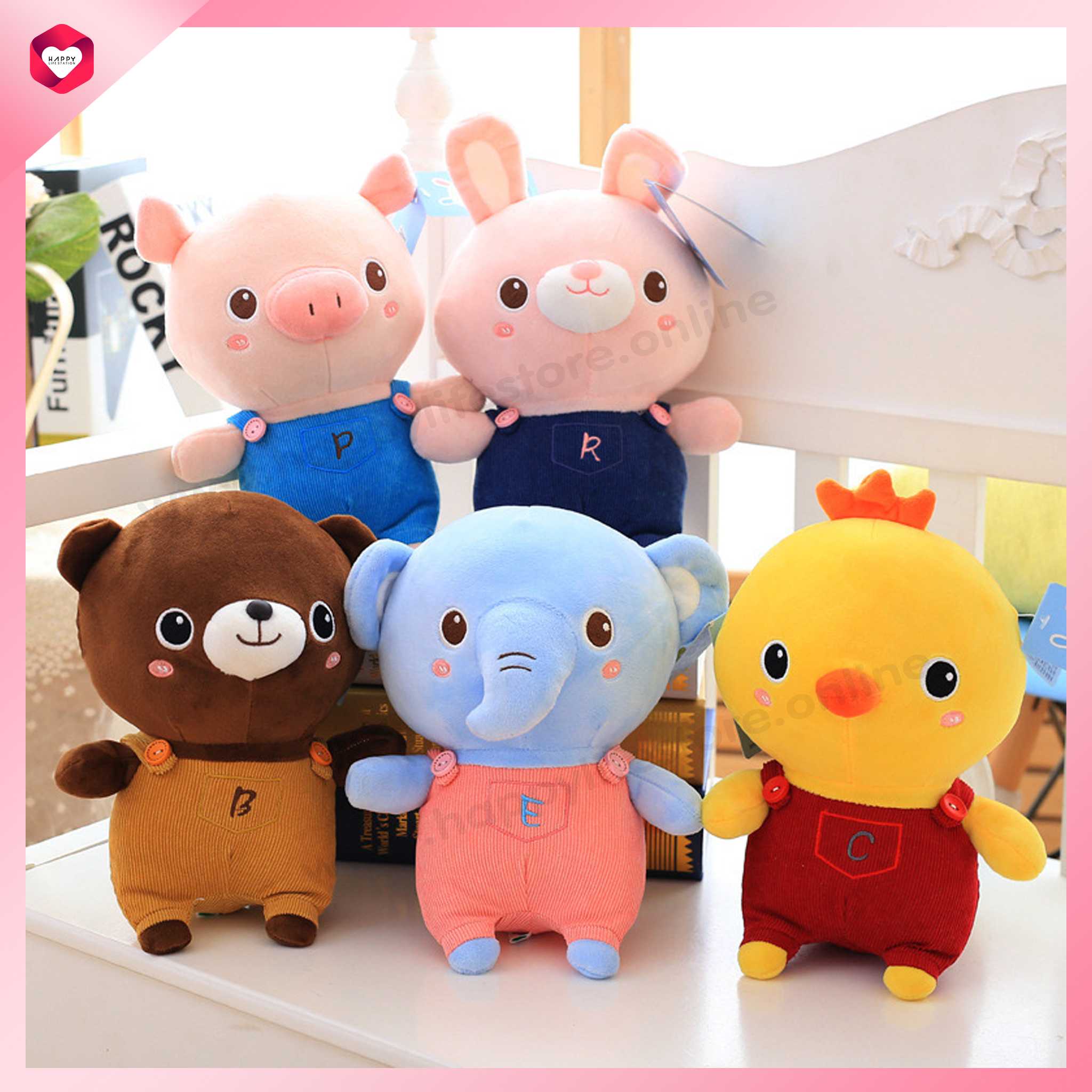 HappyLife Plush toy หมอนกอนช้าง หมอนกอดหมู หมอนกอดหมี หมอนกอดกระต่าย หมอนกอดลูกเจี๊ยบ แปะกระจก