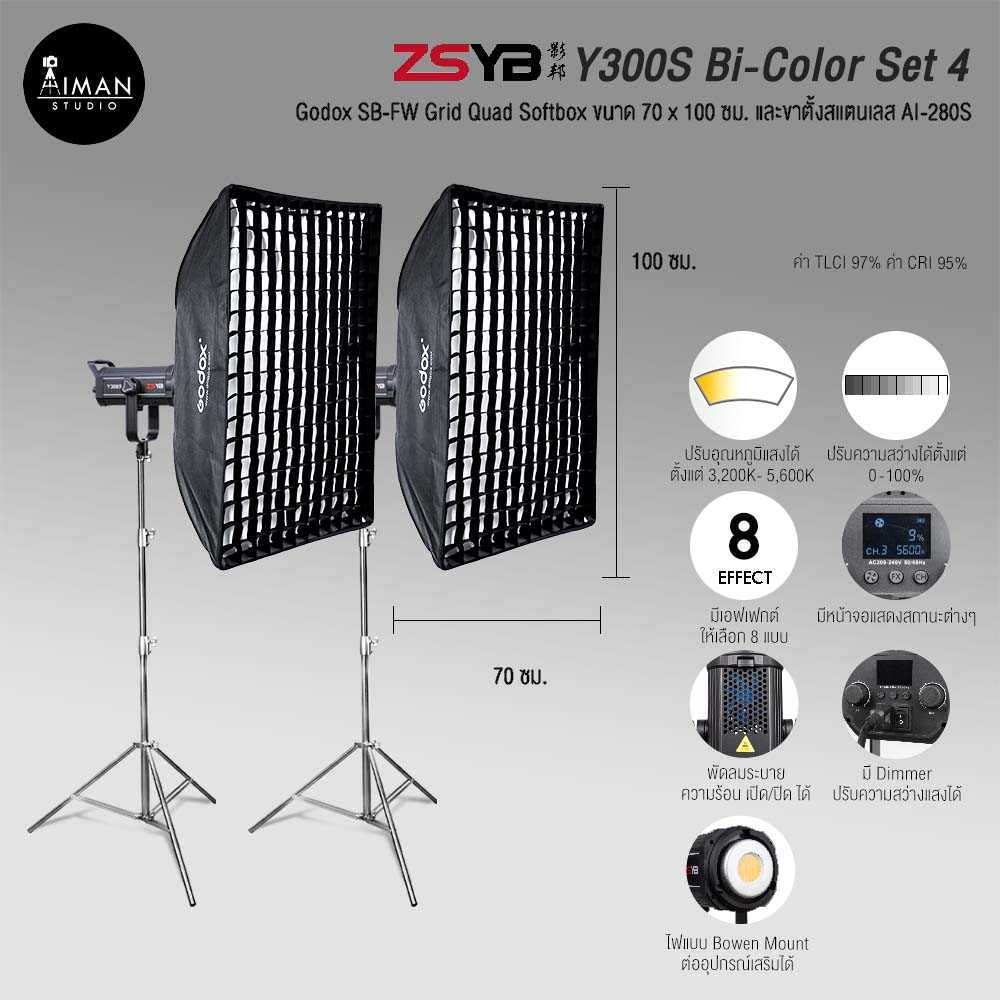 ไฟ LED กำลังสูง ZSYB Y300S Bi-Color Set 4