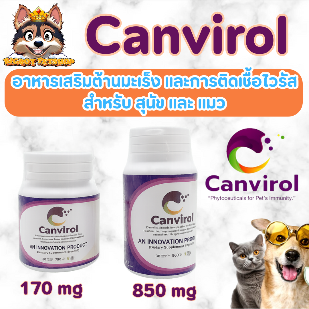 Canvirol  อาหารเสริมกระตุ้นภูมิสุนัขและแมว  ช่วยป้องกัน มะเร็ง โรคติดเชื้อไวรัส เอดส์แมว ลิวคีเมีย