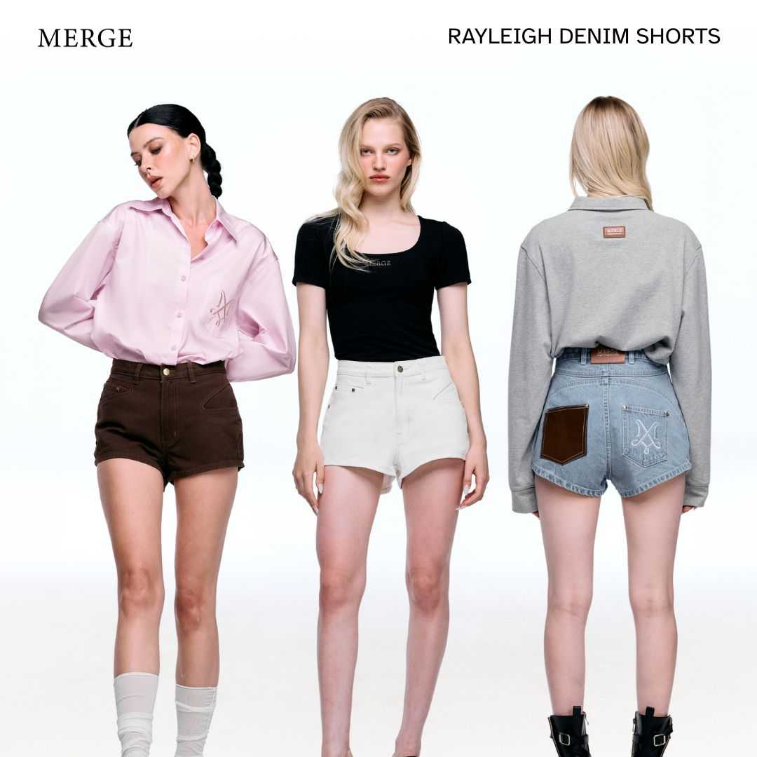 Merge Official - Rayleigh Denim Shorts (White Tan / Blue Tan / Brown Tan จัดส่ง 18/08)