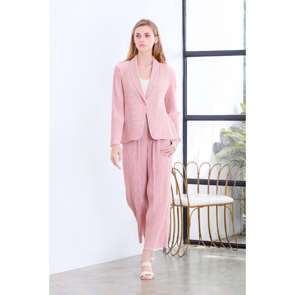 2MUAY รุ่น GJO2297/GJO2255 COLLAR BUTTON FRONT PLEAT SET เซ็ตพลีทคุณภาพ สีชมพู FREE SIZE