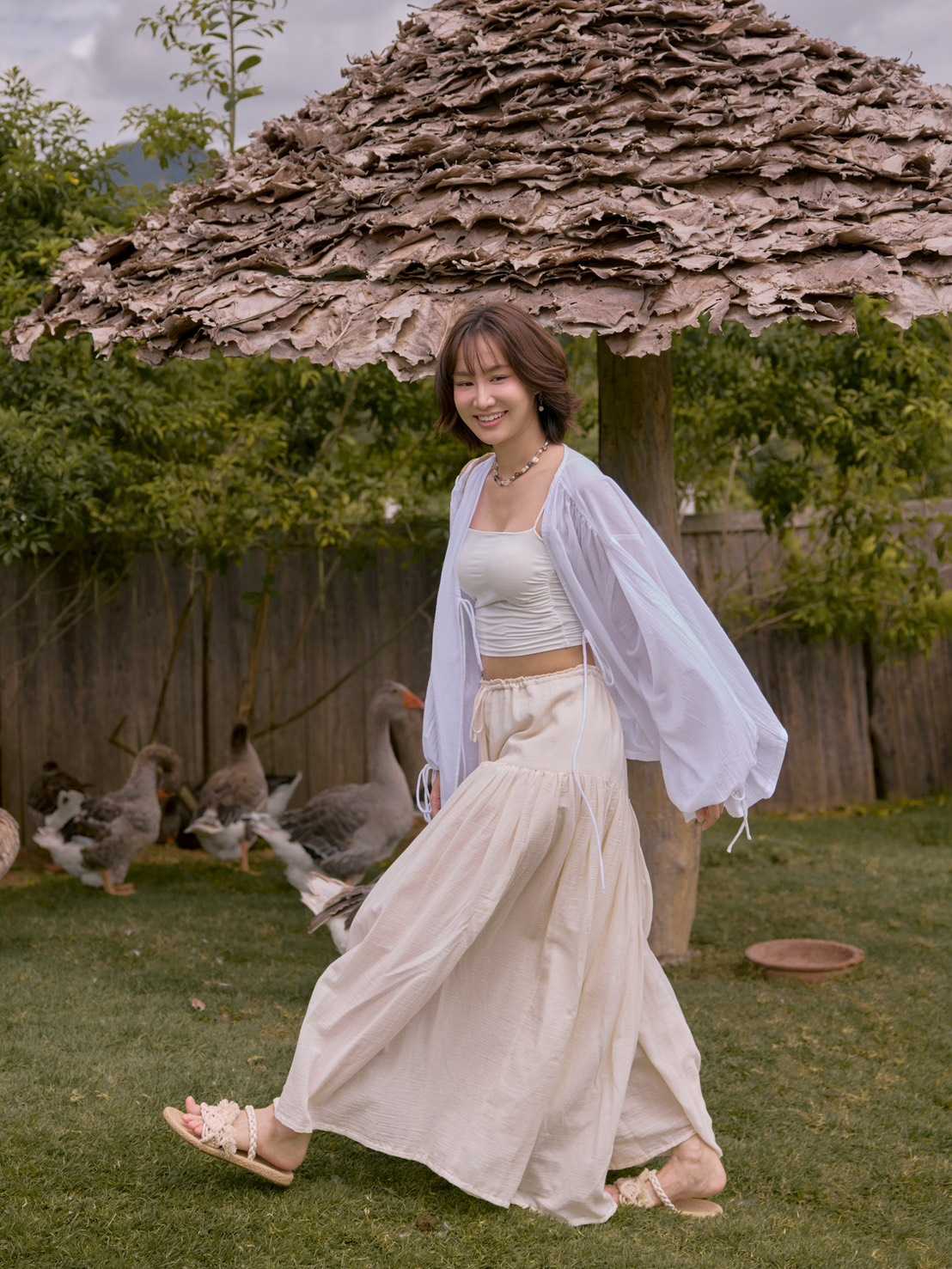 Hom krun หอมกรุ่น กางเกงรูดเอวระบายยาว