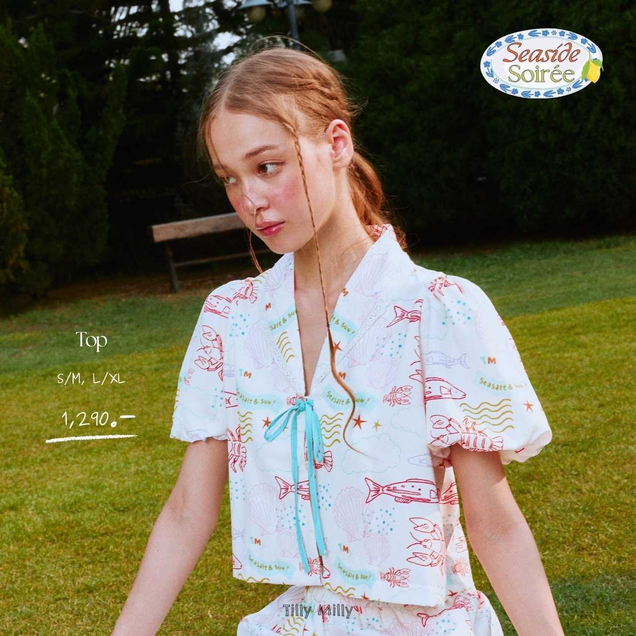 Tilly Milly เสื้อแม่แขนตุ๊กตาลายปลา ( สีขาว ) - Seaside Soirée - drop 2