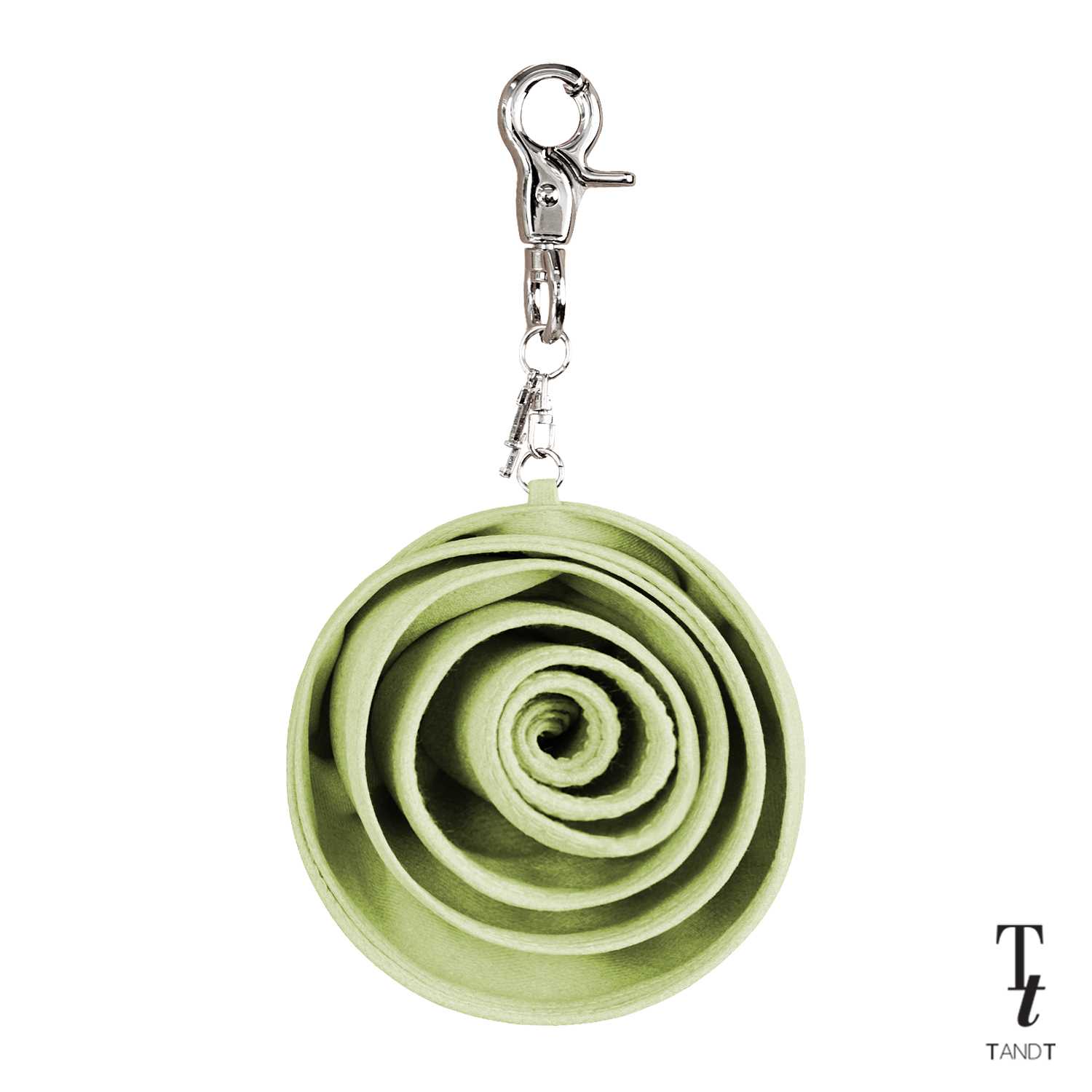 ROSE KEYCHAIN LIGHT GREEN - ROSE HAND-CRAFTED KEYCHAIN