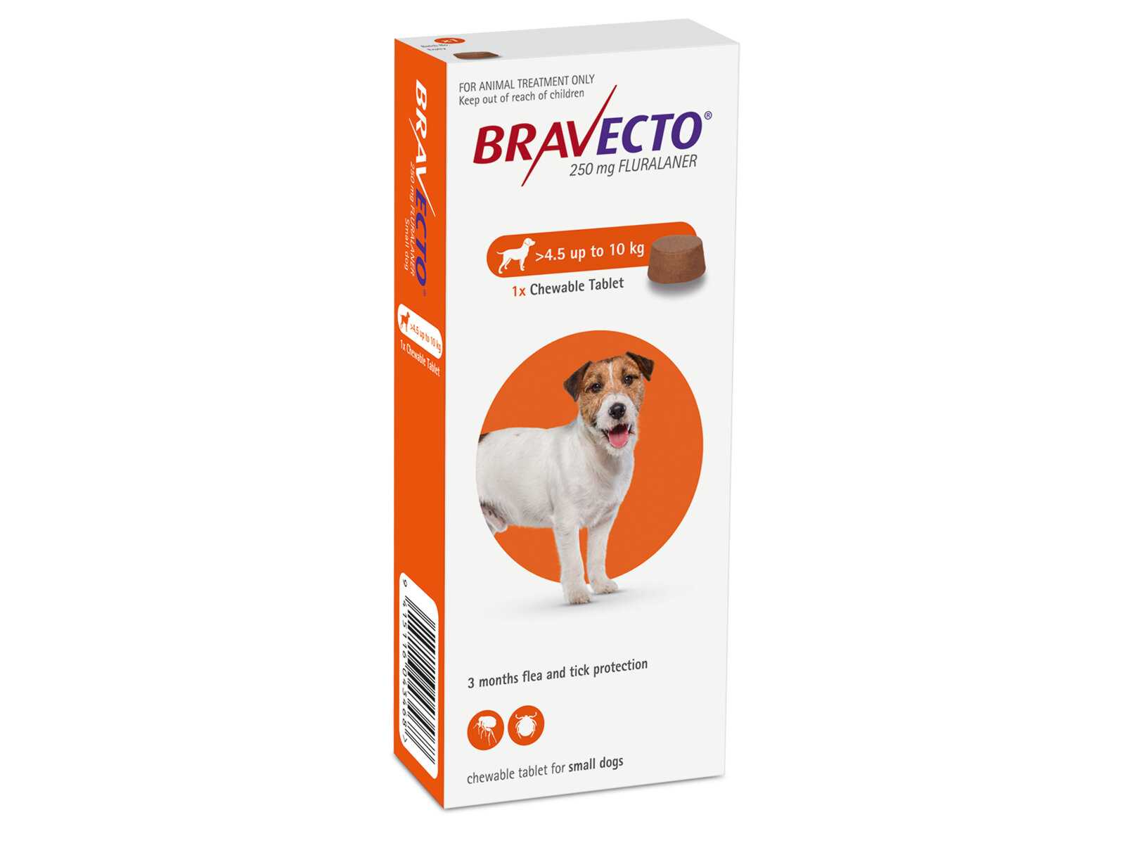 บราเวคโต Bravecto ป้องกันเห็บ หมัด ไรขี้เรื้อนแบบเคี้ยว สำหรับสุนัข 4.5 - 10kg