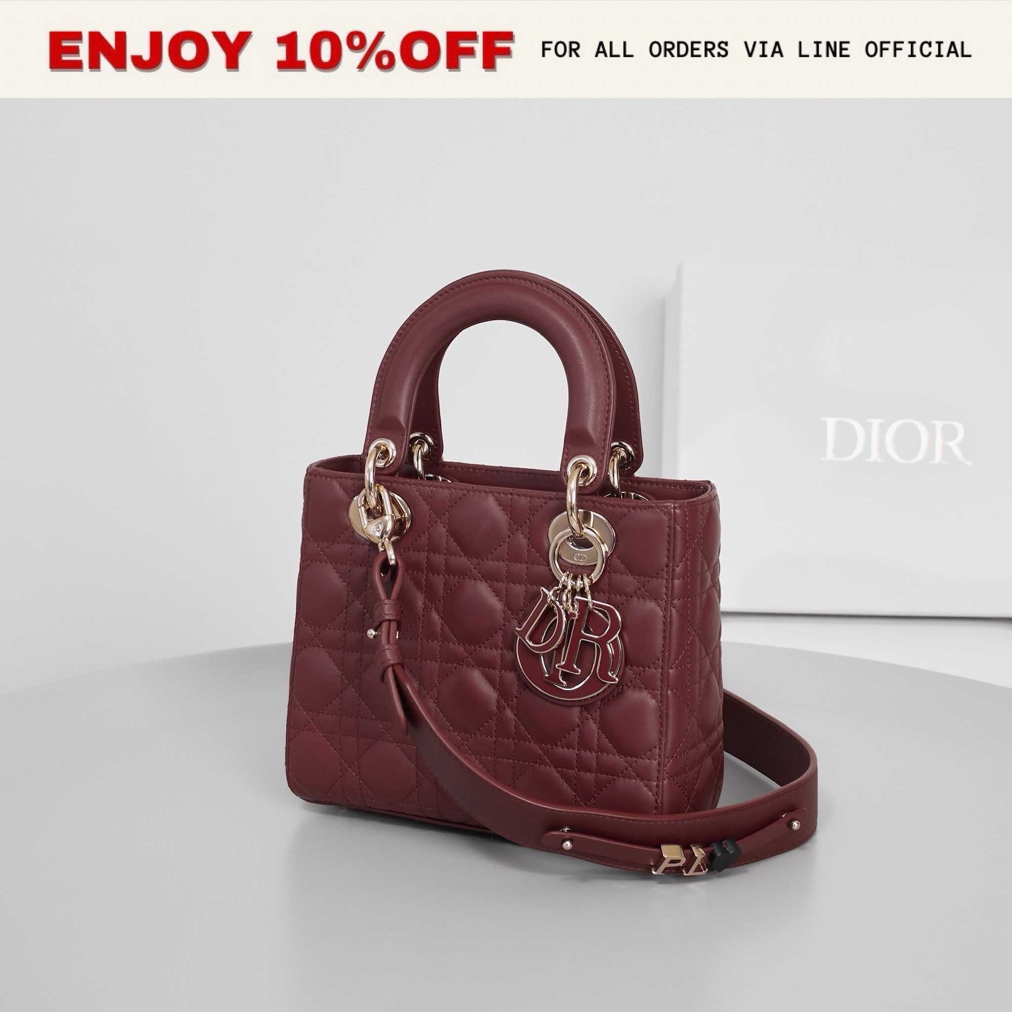 📍LIKE NEW📍DIOR Small Lady Dior My ABC สี Burgundy Lambskin GHW | Bag