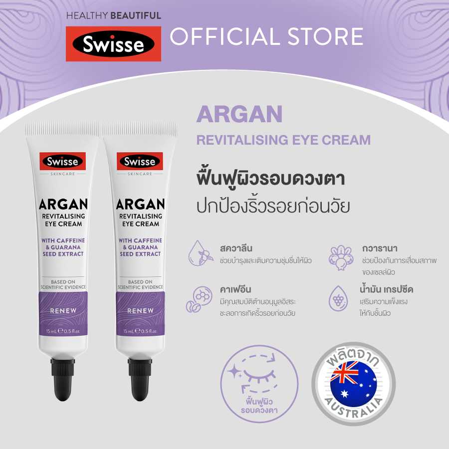 [แพ็คคู่ ] Swisse Skincare Argan Revitalising Eye Cream