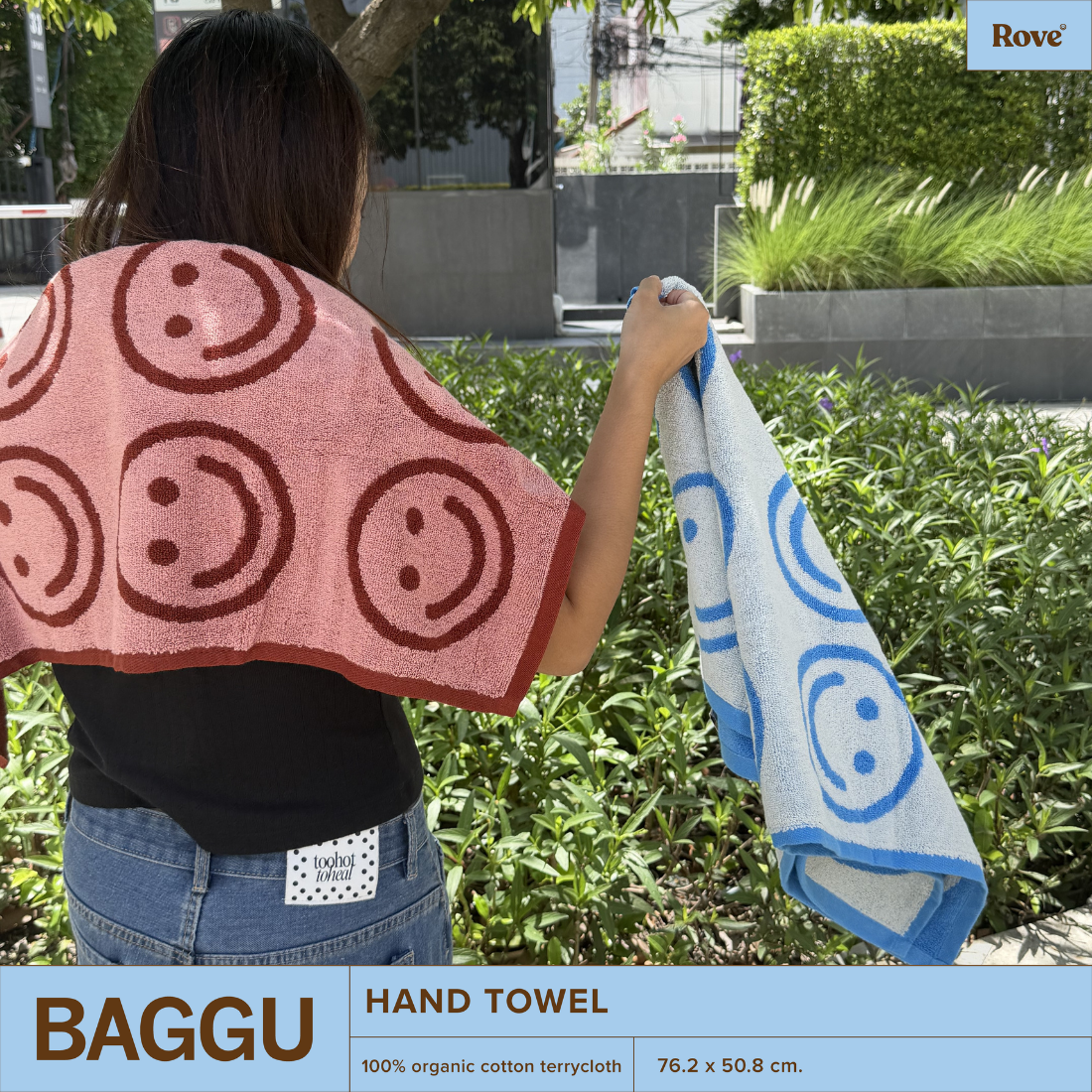 BAGGU Hand Towel Set of 2 (Sky Blue and Blush Happy)