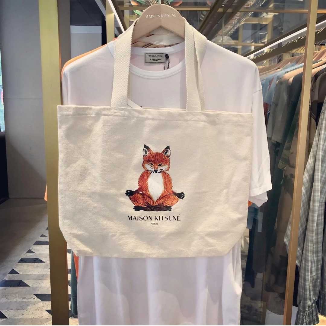( SALE ) MAISON KITSUNÉ - TOTE CANVAS MEDITATION