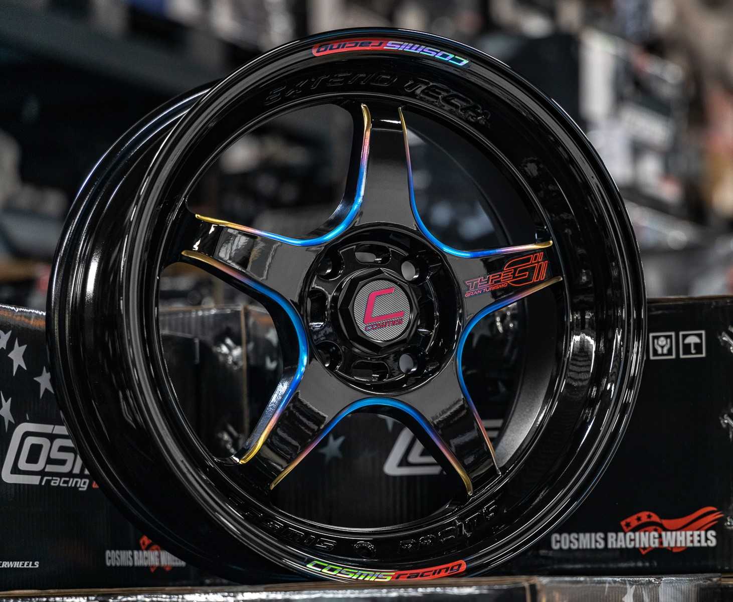แม็กซ์ TYPE-GV.2(YA9994) 15X7.0 4X100 ET35 CB.73.1 BLK-W(TITANIUM)+PLATE(Custom)