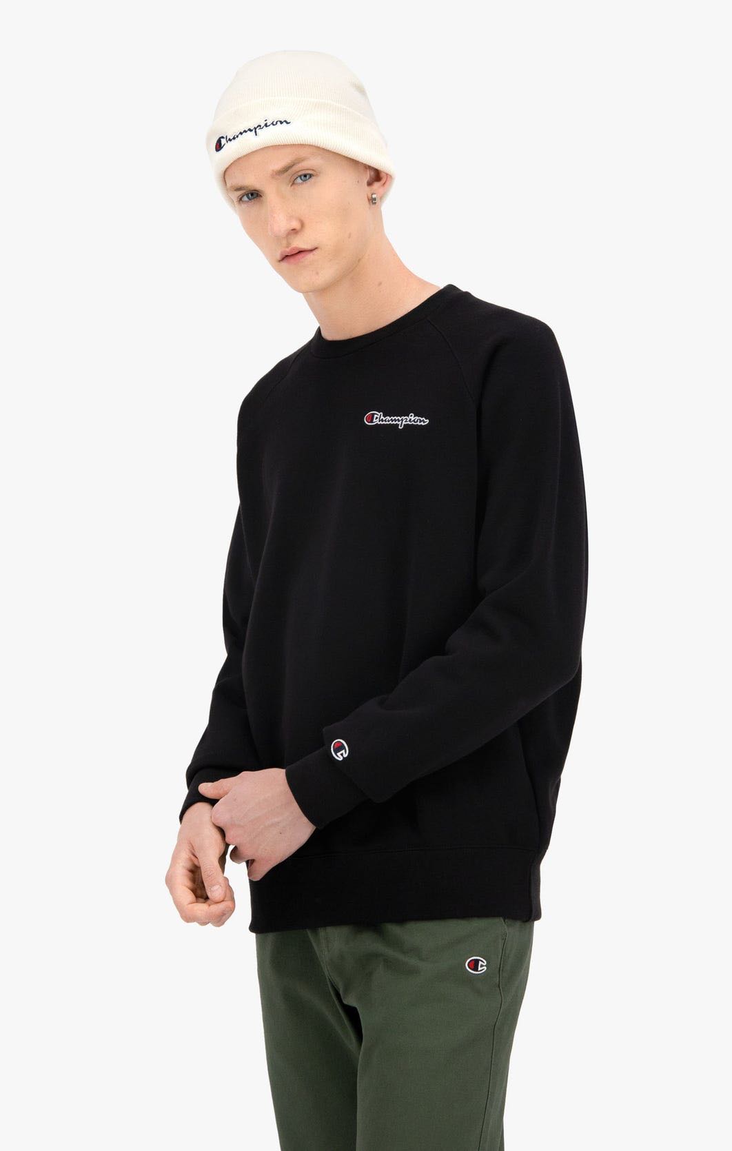 CHAMPION  ORGANIC COTTON BLEND SCRIPT LOGO BACK SWEATSHIRT