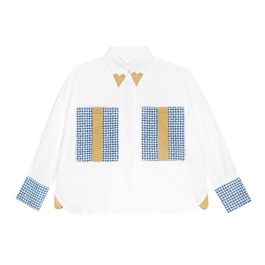 Mini Hearts Boxy Shirt/ White