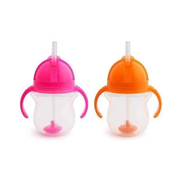 #แก้วหัดดื่ม Munckin : MNK21137 7oz. Any Angle Weighted Straw Trainer - 2pk