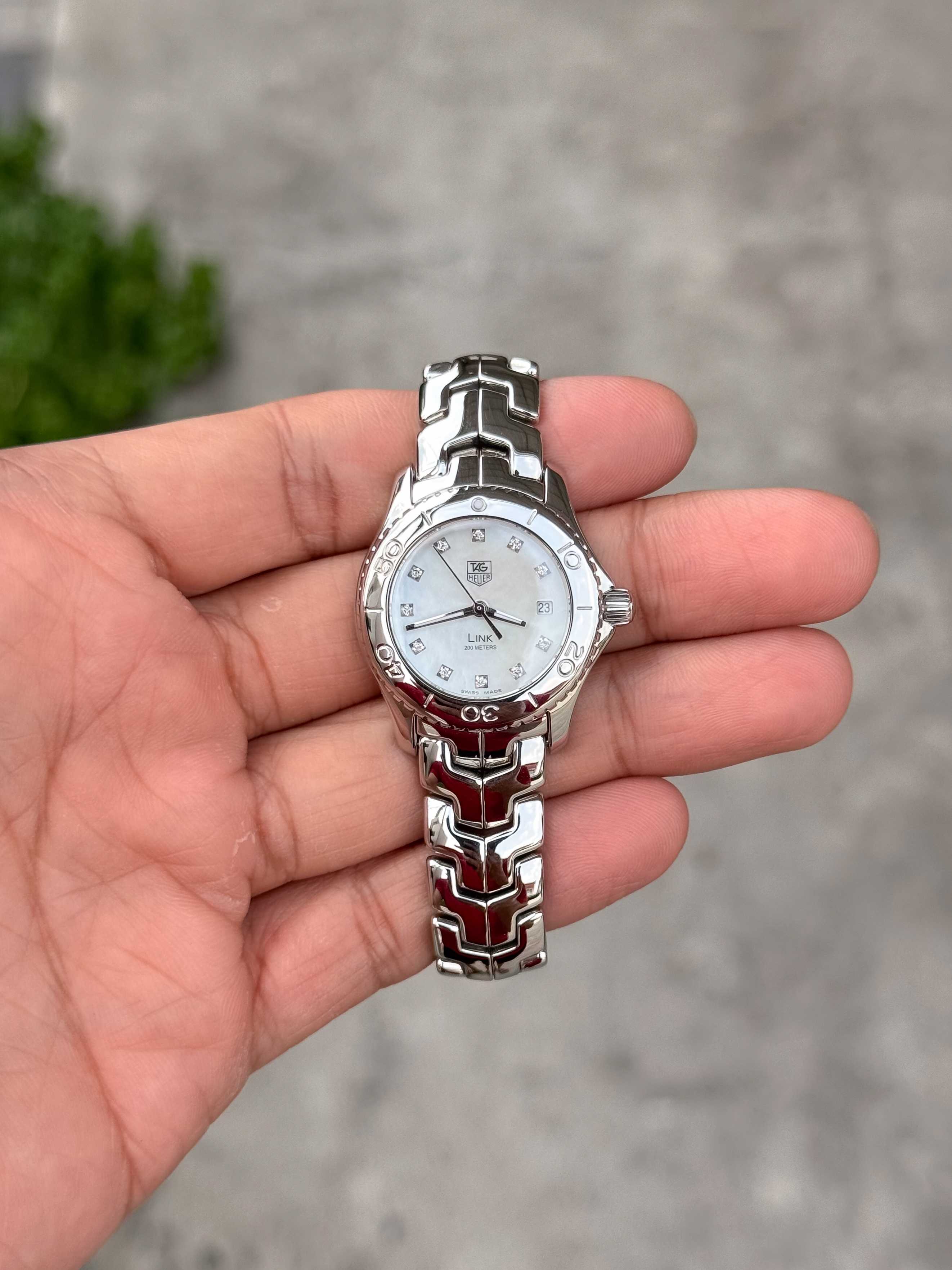 Tag Heuer Link G3 Diamond Lady Size Quartz หน้ามุกขาว