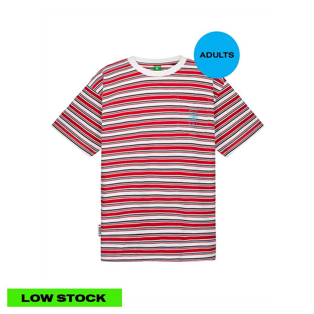 MULTI STRIPED JERSEY T-SHIRT - RED (ADULTS)