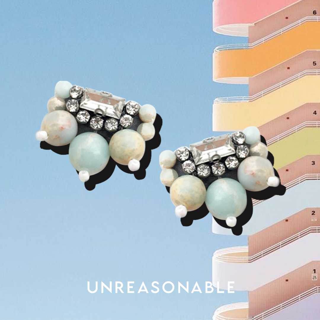 ต่างหูพลอยแท้ 100% Aqua Jasper : Lucky Stone (UA0619-01)