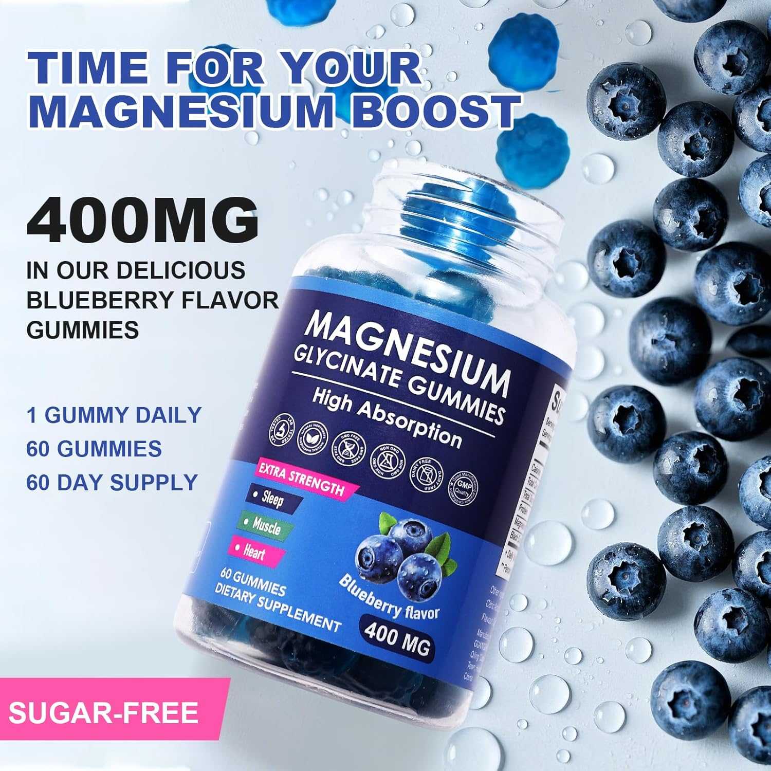 Magnesium Glycinate Gummies 400mg 60 gummi