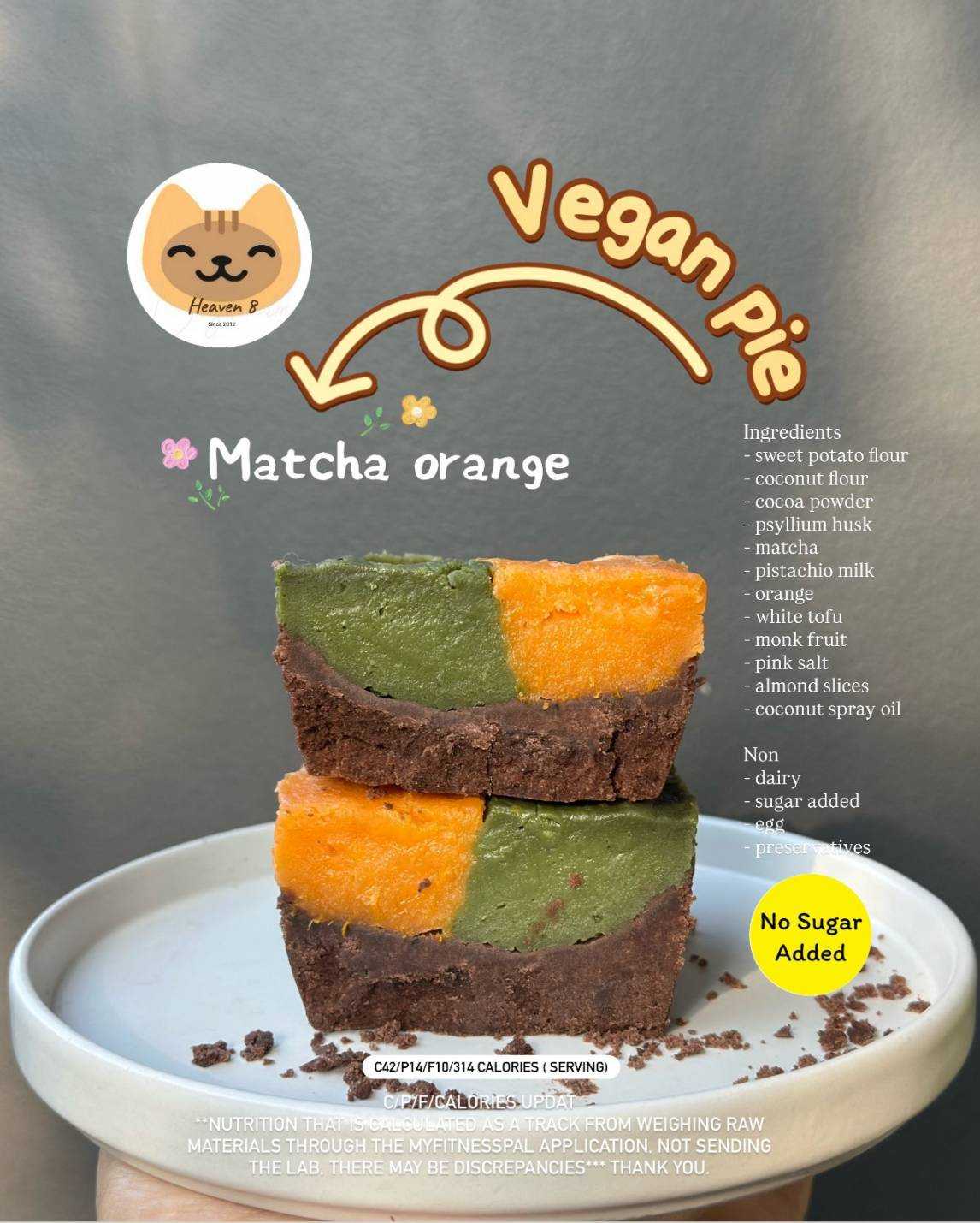 Heaven8 - วีแกนพาย Matcha orange (pre-order)